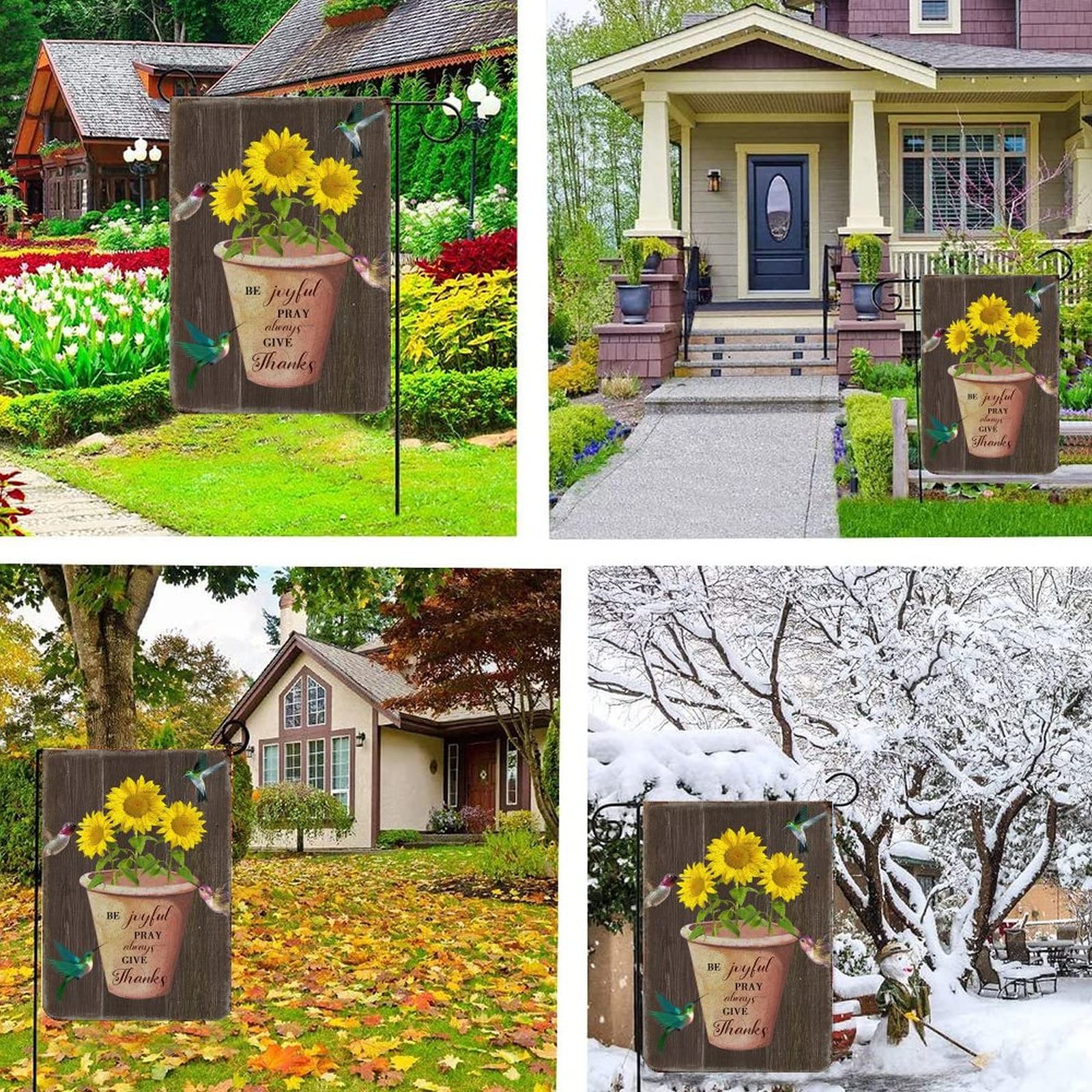Premium Double-Sided Welcome Garden Flag - Be Joyful Pray Always Give Thanks Rustic Yard Banner for Farmhouse, Halloween & Summer Decor - 28x40 Inch Outdoor House Flag for Porch, Lawn & Garden Decoration