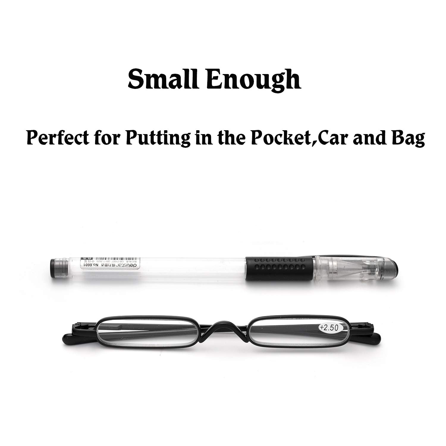 ZUVGEES Lightweight Compact Reading Glasses with Pen Clip & Tube Case - Portable Slim Readers for Men & Women - Perfect for Travel, Office, and Daily Reading