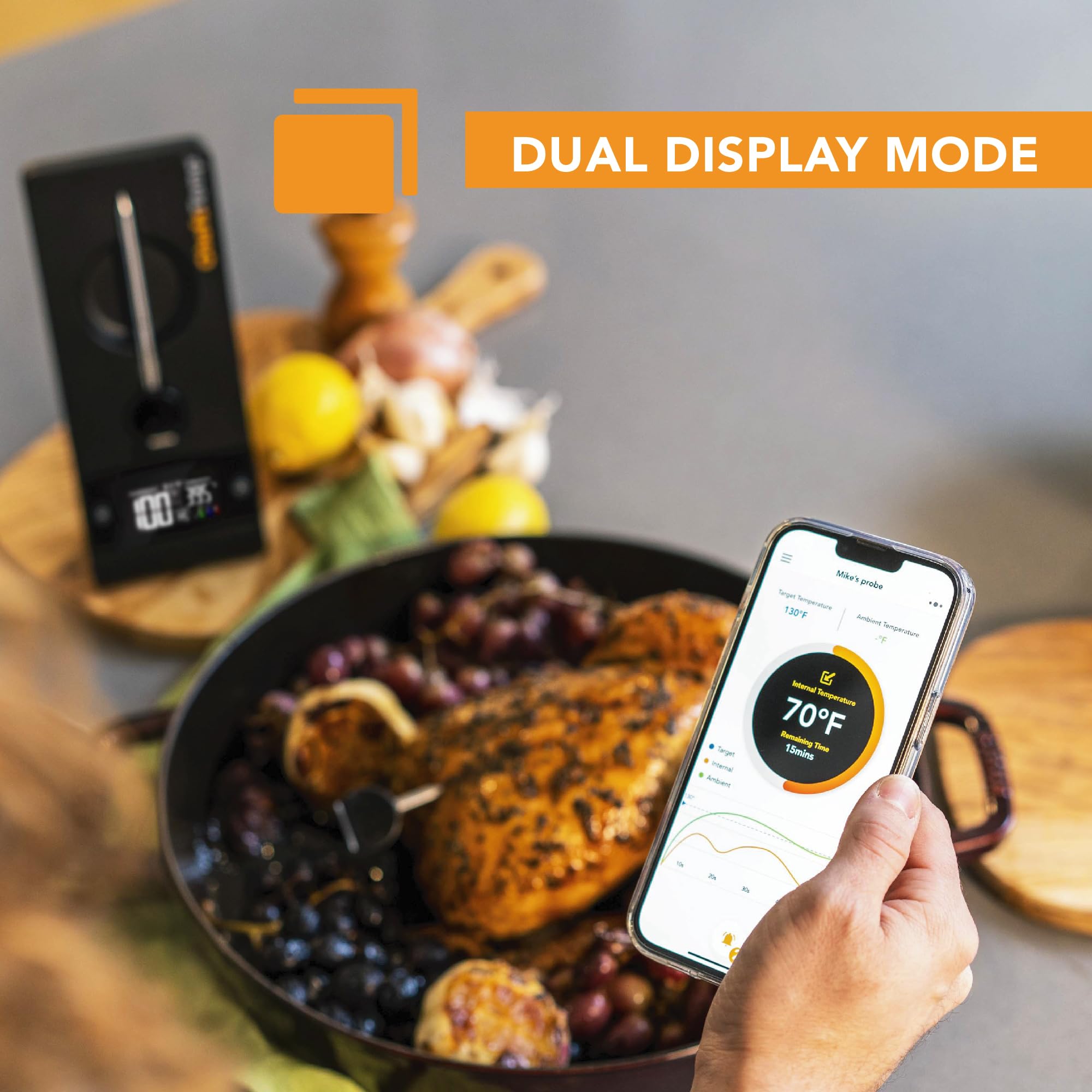 ProTemp Plus Next-Gen Wireless Meat Thermometer with Bluetooth & WiFi - Digital Smart Cooking Thermometer for Grilling, Smoking, BBQ, Oven & Rotisserie (Includes Stand + 1 Probe) - Perfect for Home Chefs, Outdoor Cooking & Kitchen Use
