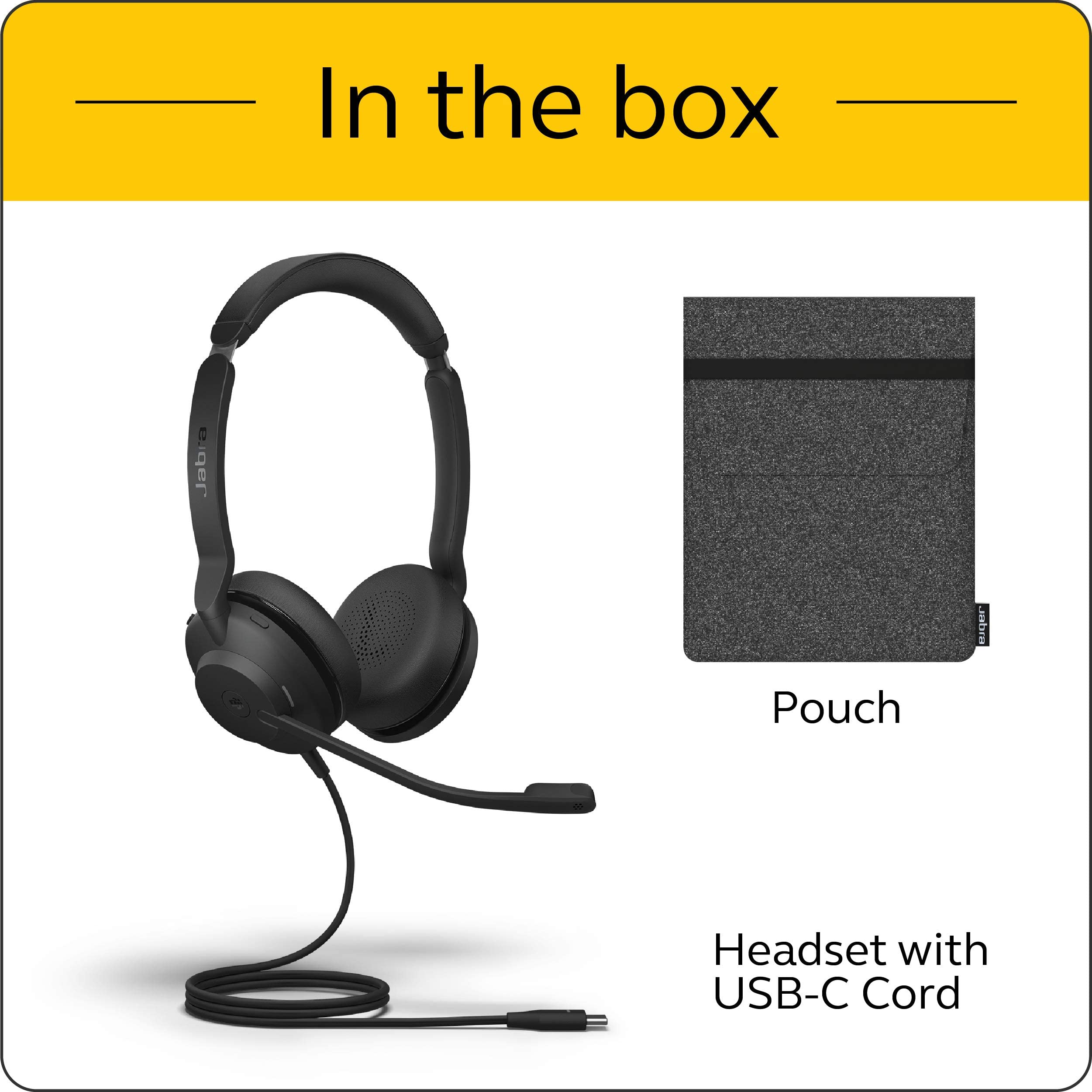 Jabra Evolve2 30 UC Wired USB-C Stereo Headset with Dual Microphones - Lightweight Office Headphones for Clear Calls & Superior Comfort (Renewed, Black) - Perfect for Remote Work, Call Centers & Business Communications