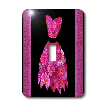 3D Rose Floral Damask Ribbon Toggle Switch Cover - Pink, Orange & Black Design for Home Decor, DIY Crafts, and Electronics Customization