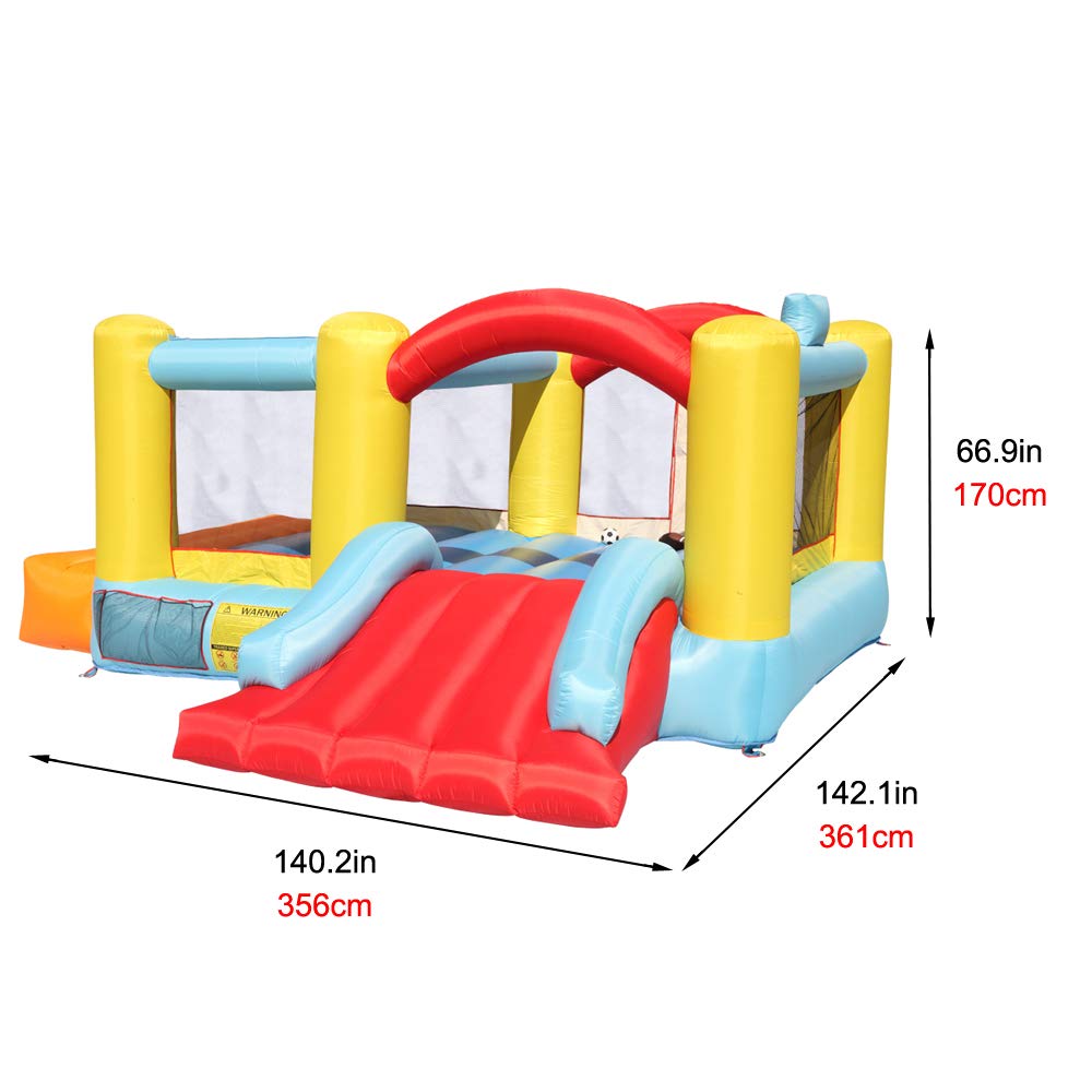 Inflatable Bounce House with Basketball Hoop, Ball & Slide - Kids Outdoor Play Equipment for Birthday Parties, Backyard Fun & Summer Activities