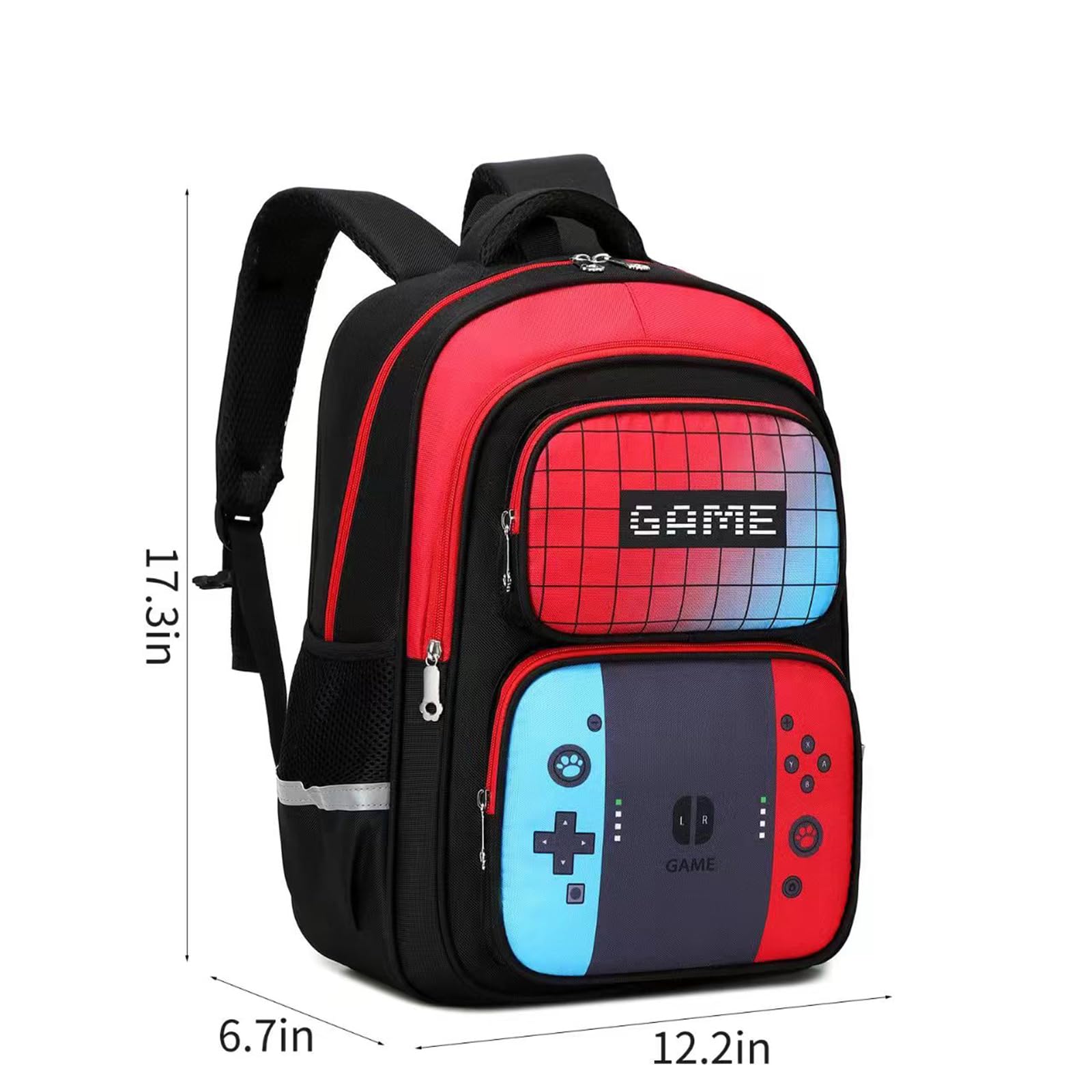 Durable School Backpack for Boys - Lightweight Bookbag with Laptop Compartment for Junior High & Elementary Students (Red & Blue) - Perfect for School, Travel, and Outdoor Activities