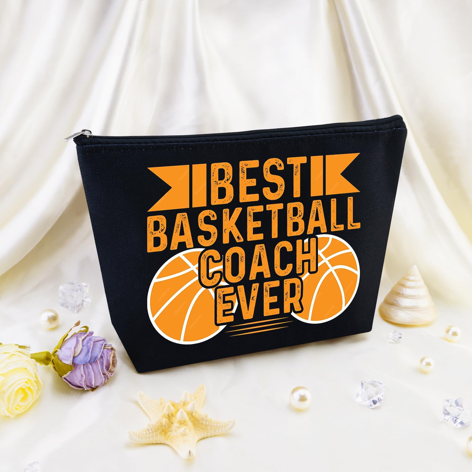 Basketball Coach Gifts - Personalized Basketball Themed Bags for Women, Team & Mom - Perfect for Makeup, Travel & Game Day Essentials | Ideal for Coaches, Players & Basketball Enthusiasts