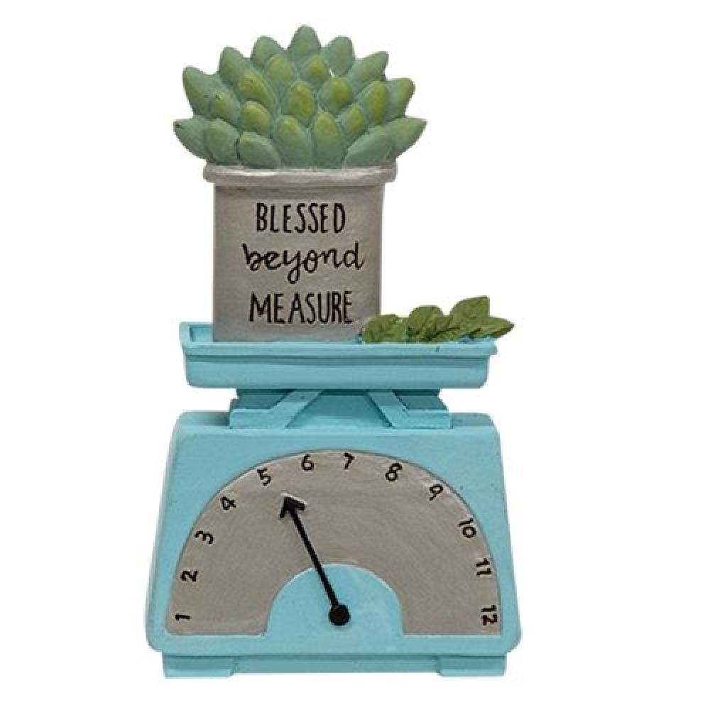 Blessed Beyond Measure Resin Plant on Scale - Miniature Succulent Decor for Home, Office & Wedding Centerpieces | Perfect for Shelf Displays, Gift Giving & Spiritual Spaces