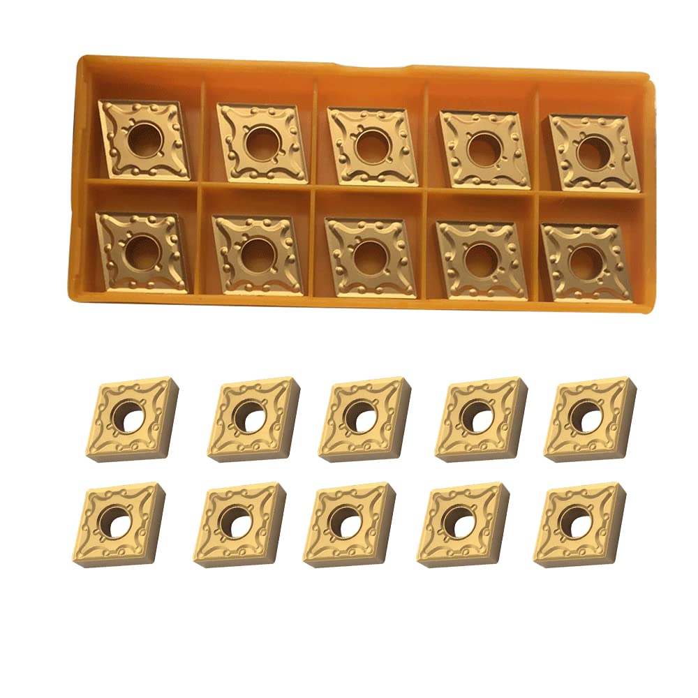 CNMG431MA Carbide Turning Inserts - 10-Pack CNC Lathe Cutting Tools for Steel, Stainless Steel, Iron & Cast Iron | Compatible with MCLNR/L Tool Holders | High Precision Machining for Automotive & Industrial Parts (CNMG431MA-Yellow)