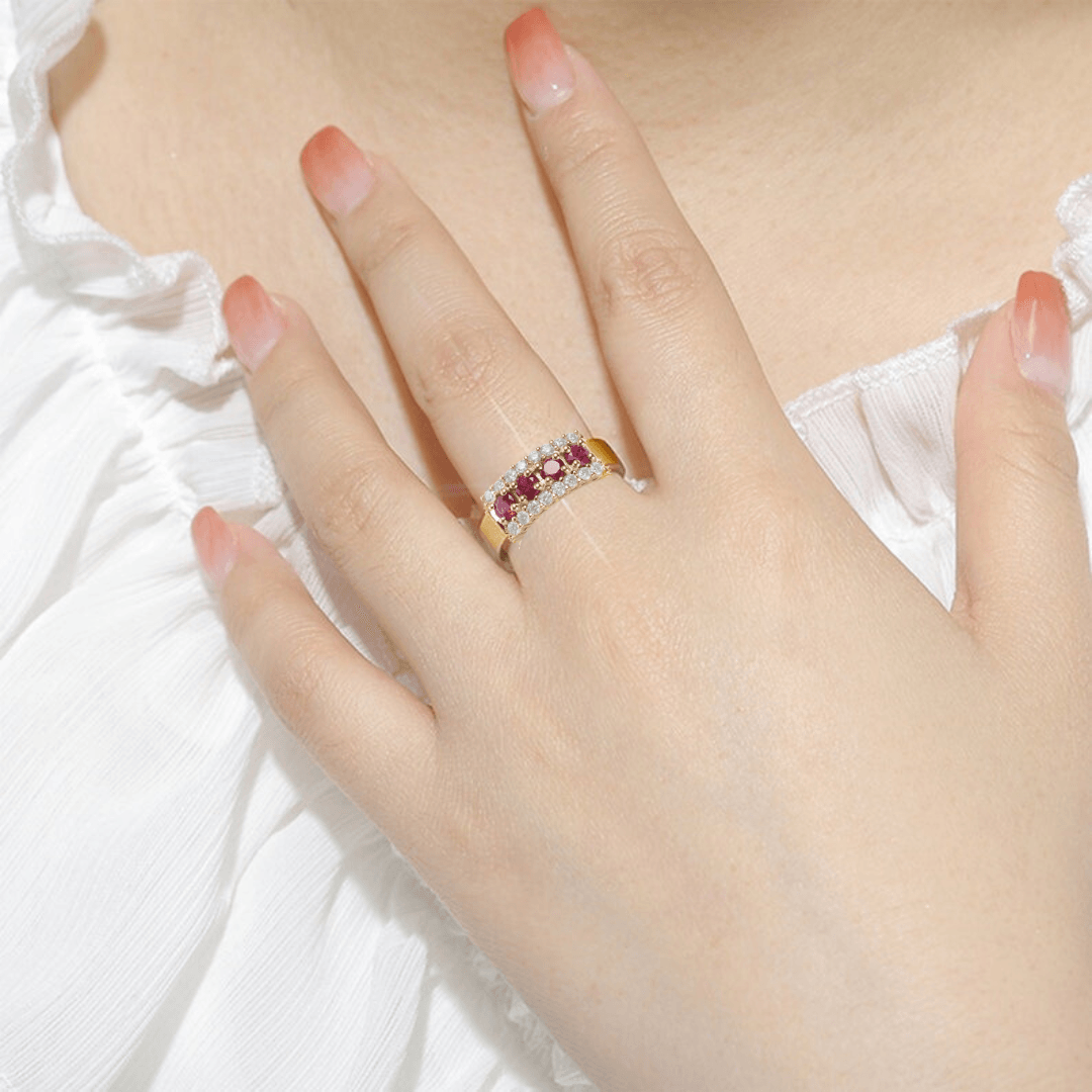 Chunky Ruby Statement Ring for Women - Elegant Bold Jewelry for Parties, Weddings & Special Occasions