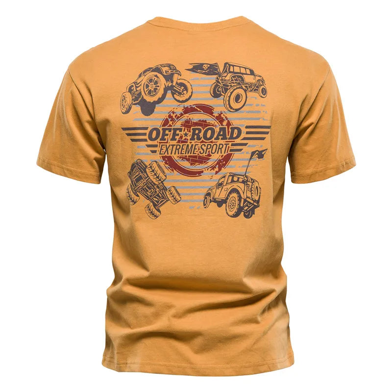 Men's Big Printed T-Shirt - 100% Cotton Casual Solid Color Crew Neck Tee | Summer Streetwear Fashion | Perfect for Daily Wear, Gym & Outdoor Activities