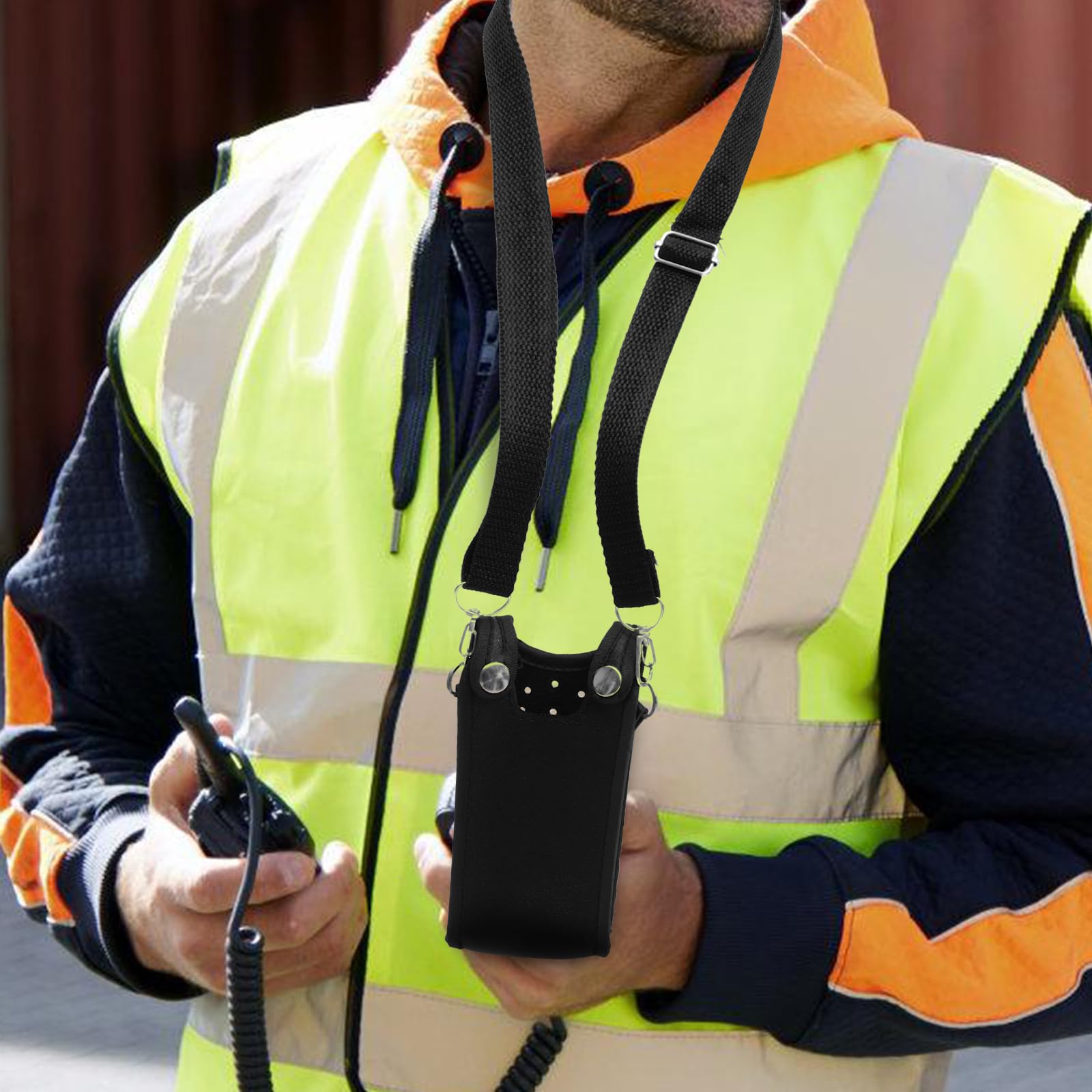 ULTECHNOVO Heavy Duty Leather Walkie Talkie Case - Durable Radio Holder Shell for Outdoor, Construction & Emergency Use