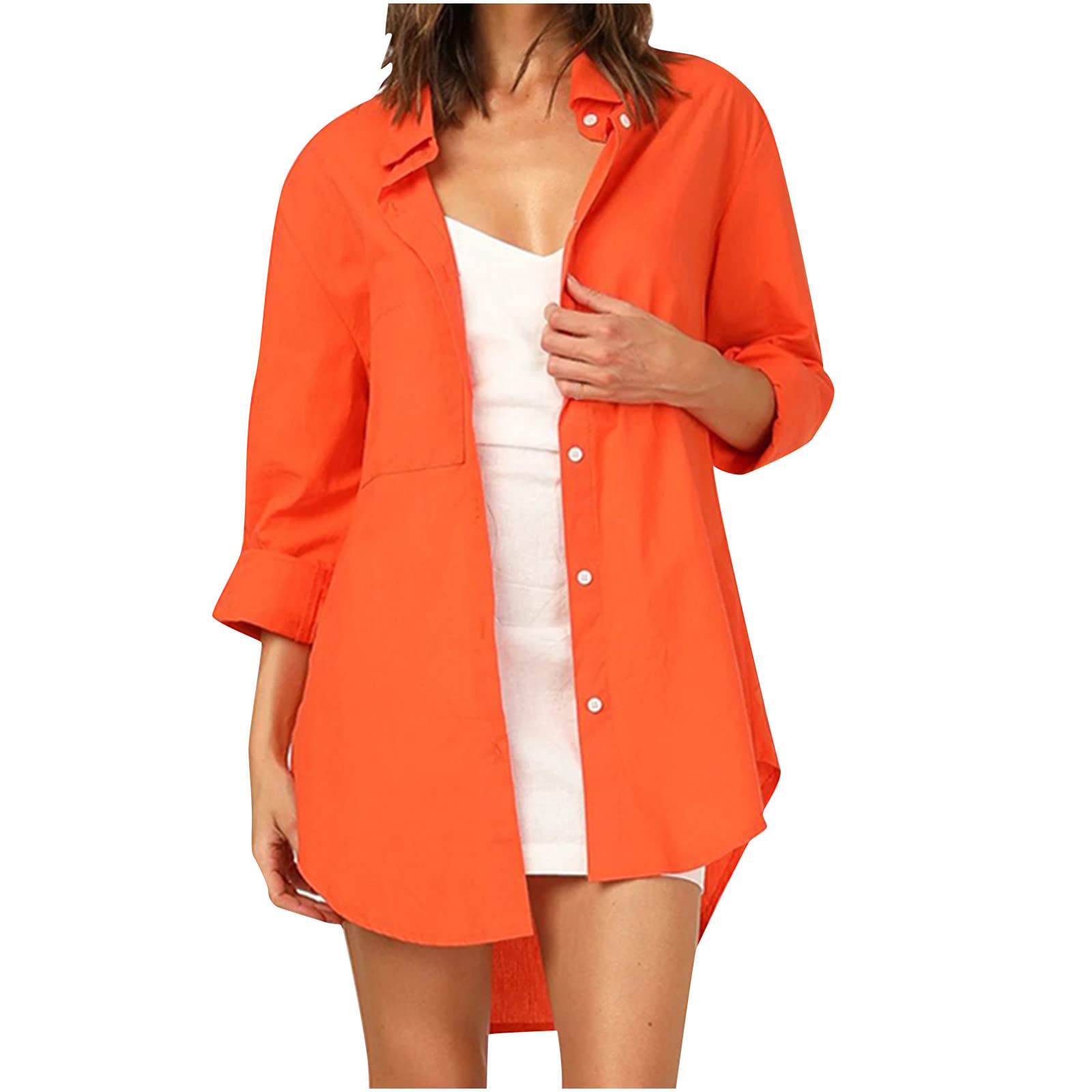 Women's Long Sleeve Loose Fit Single Breasted Blouse - Casual Lapel Shirt Tops for Work, Office & Everyday Wear | Comfortable & Stylish Women's Fashion