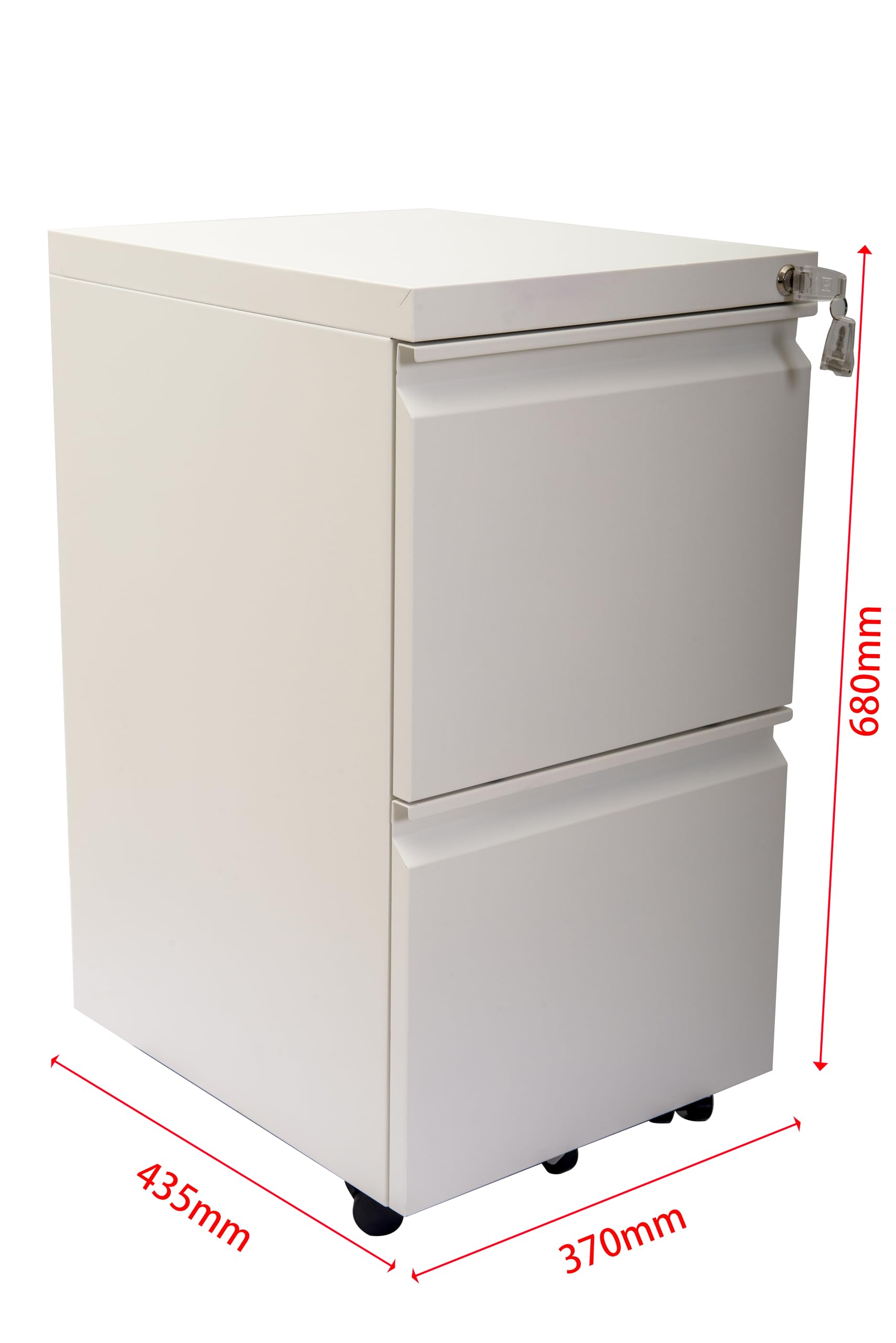 Panana 2-Drawer Mobile File Cabinet with Lock - Commercial Vertical Rolling Filing Cabinet for Letter & A4 Size Documents - Office, Home, or Classroom Storage (White)