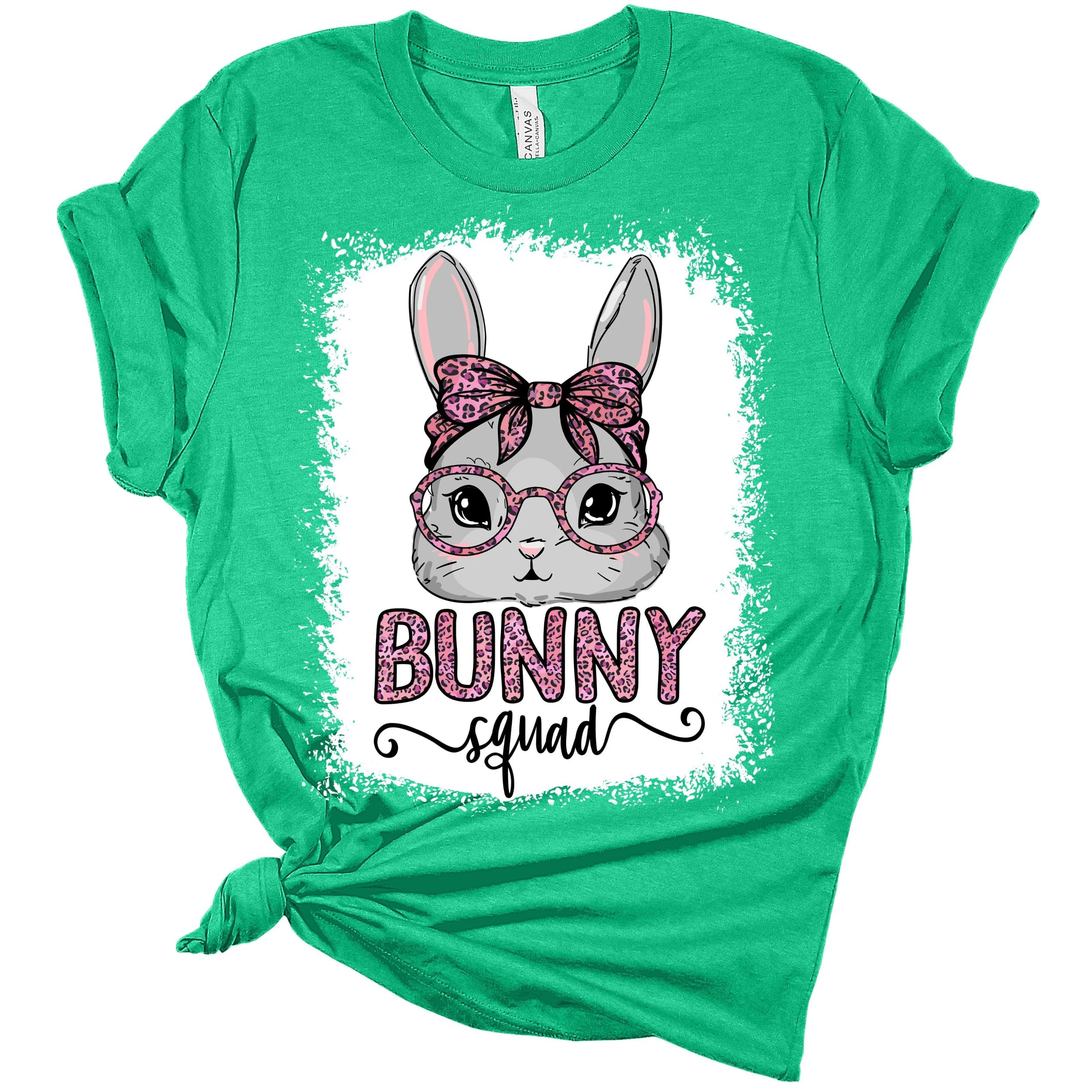 Women's Easter Bunny Squad Graphic T-Shirt - Funny Cute Easter Tee for Women - Perfect for Easter Parties, Gifts & Spring Outfits