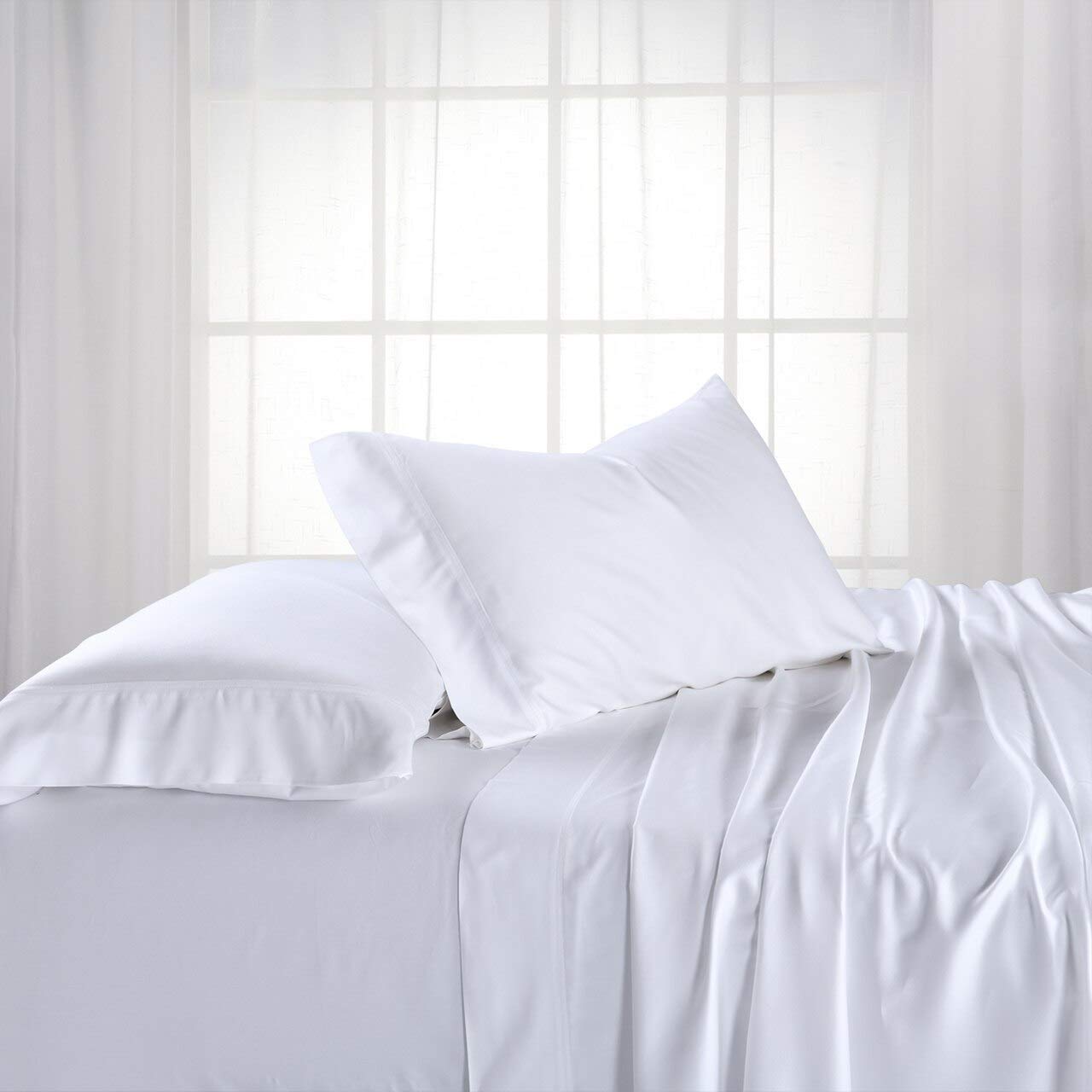 Premium 100% Bamboo Viscose King Size Pillowcase Set (2-Pack) - 600 Thread Count, Ultra Soft & Silky, Breathable White Pillow Covers for Cool Sleep - Perfect for Bedroom, Hotel, Travel & Gift Giving