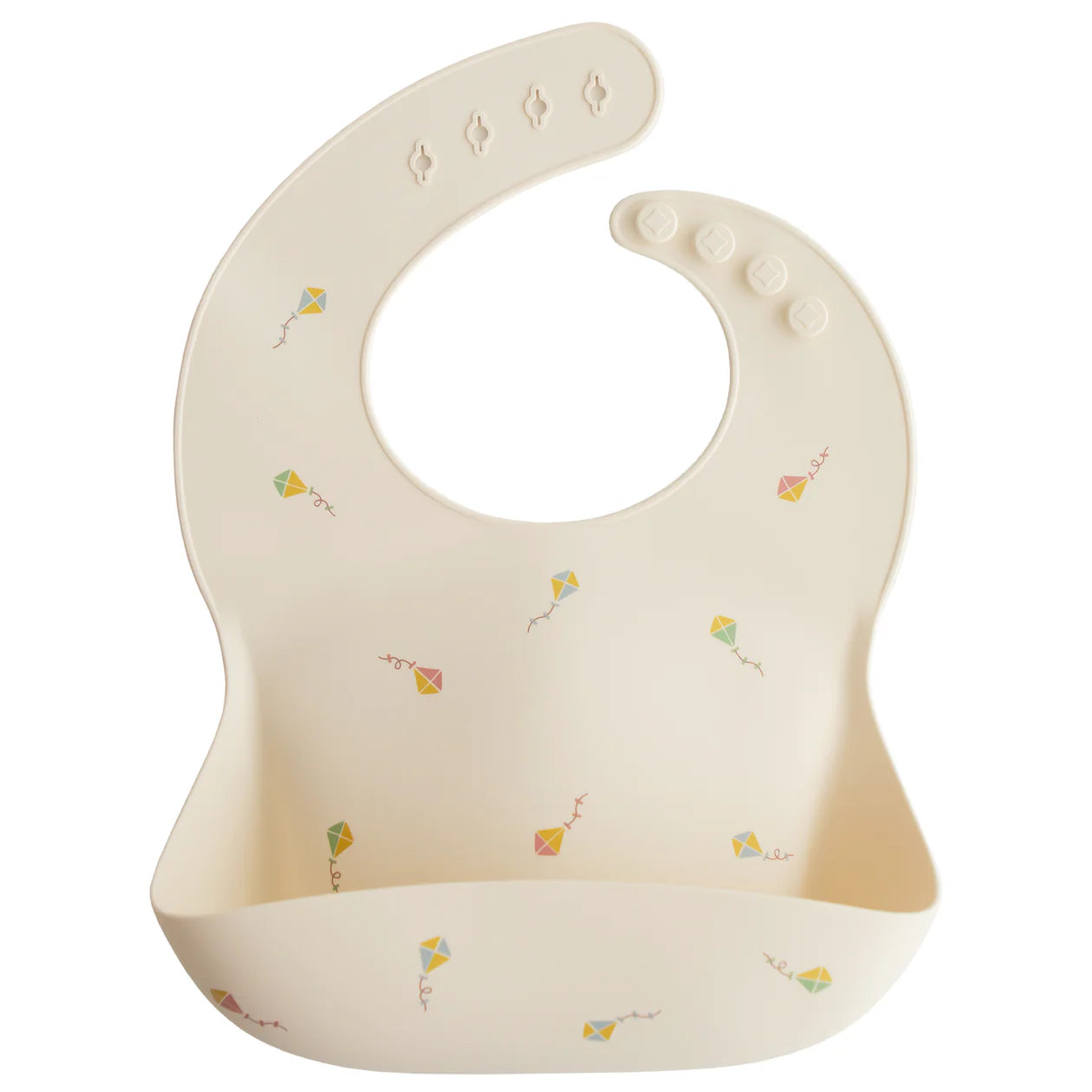 Mushie Silicone Baby Bib - Soft, Durable & Easy Clean Feeding Bib for Infants & Toddlers - Perfect for Mealtime, Snacks & Messy Play - Kites Design
