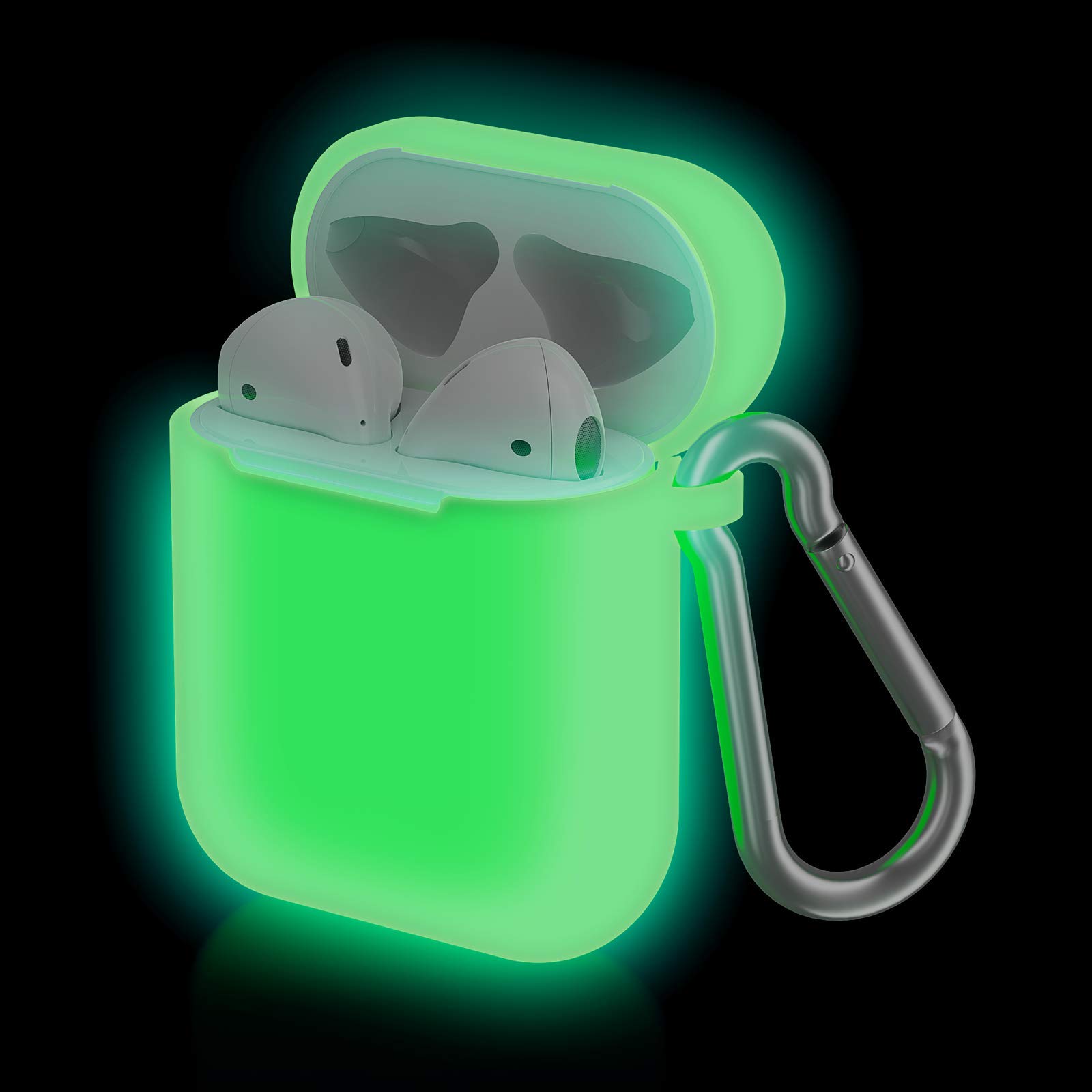 Glowing AirPods Case for Apple AirPods 1 & 2 - Upgrade Luminescent Silicone Charging Case with LED Light (Green) | Perfect for Night Use, Running, Gym & Travel