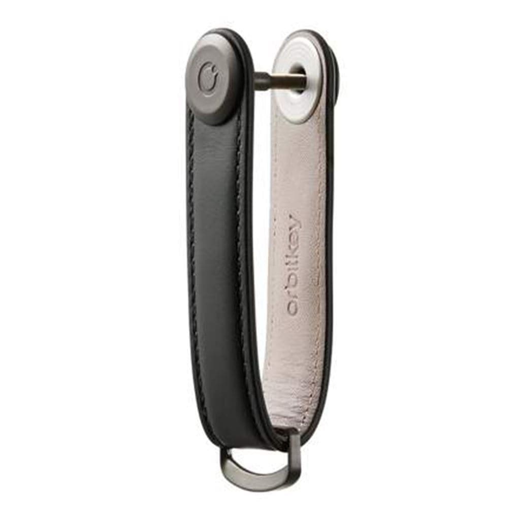 Orbitkey Leather 2.0 Key Organizer - Premium Black Leather Key Holder for Keys, Cards & Small Essentials | Compact & Stylish Keychain for Men & Women | Perfect for Home, Office & Travel