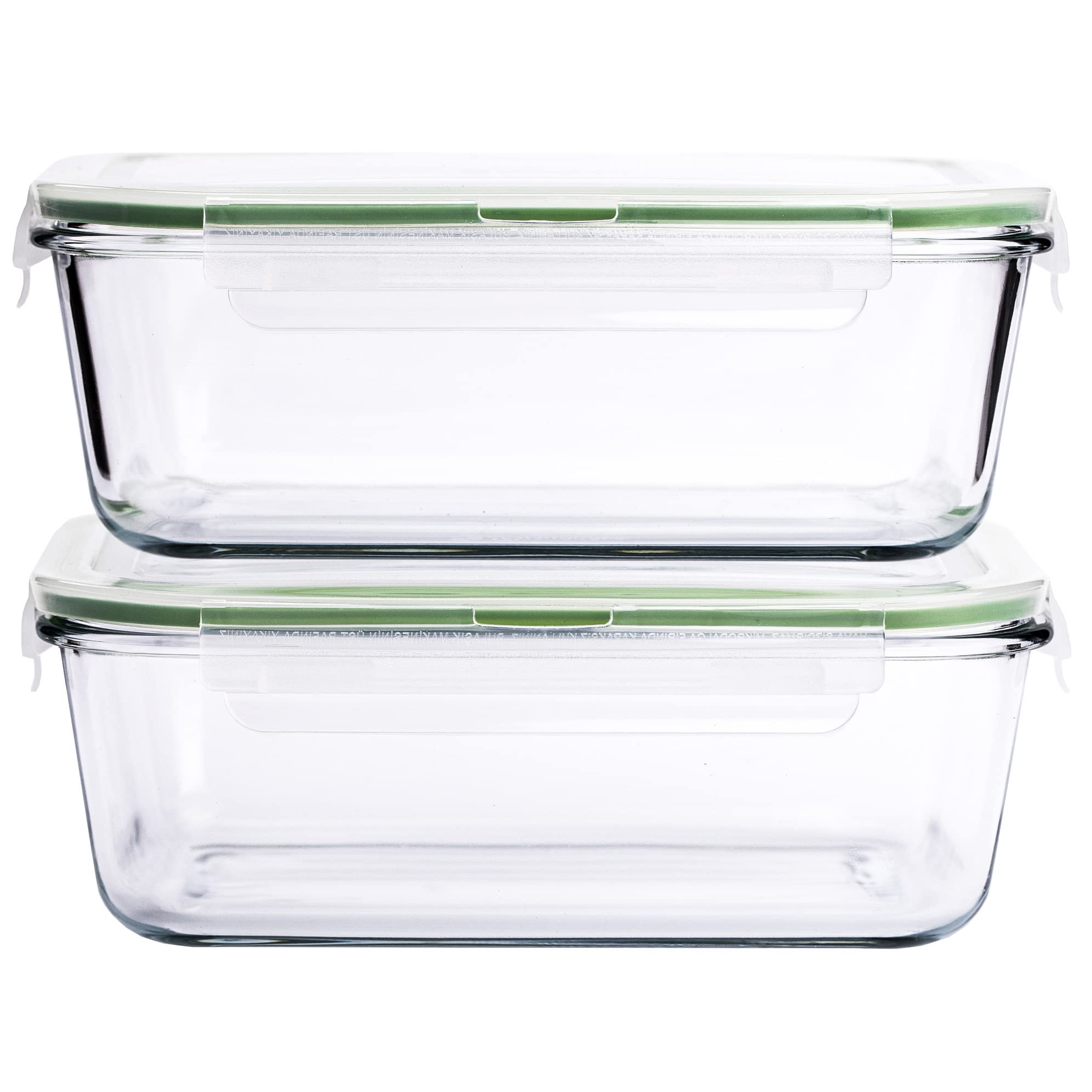 63 Oz (8 Cups) 2-Piece Large Glass Food Storage Containers Set - BPA Free, Leak Proof & Microwave Safe with Locking Lids - Perfect for Meal Prep, Leftovers & Baking Storage - Family Size Airtight Food Keepers for Pantry, Fridge & Freezer Organization