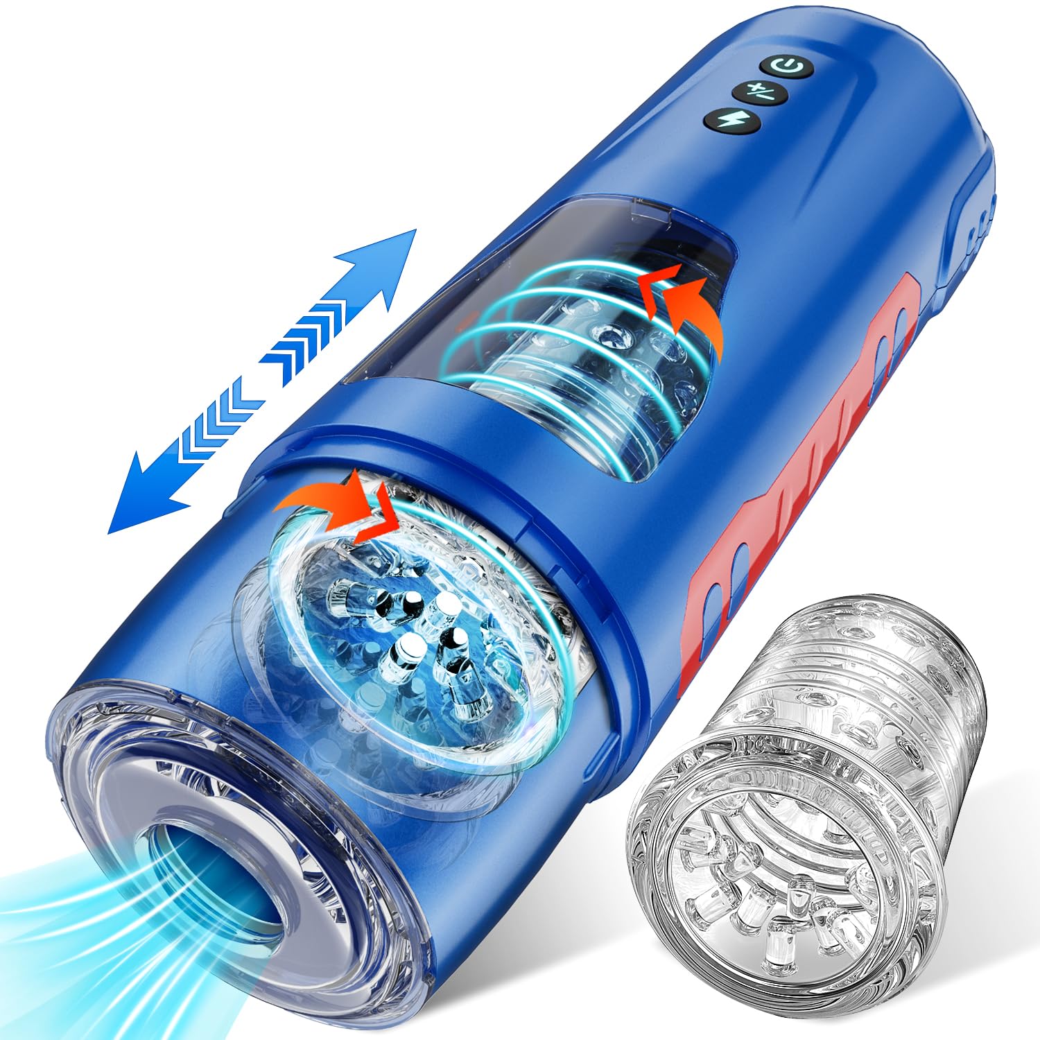 Automatic Male Masturbator with 7 Thrusting & Rotating Modes - Super Quiet 3D Sleeve Adult Sex Toy for Men (Blue) | Perfect for Solo Pleasure, Discreet Use at Home
