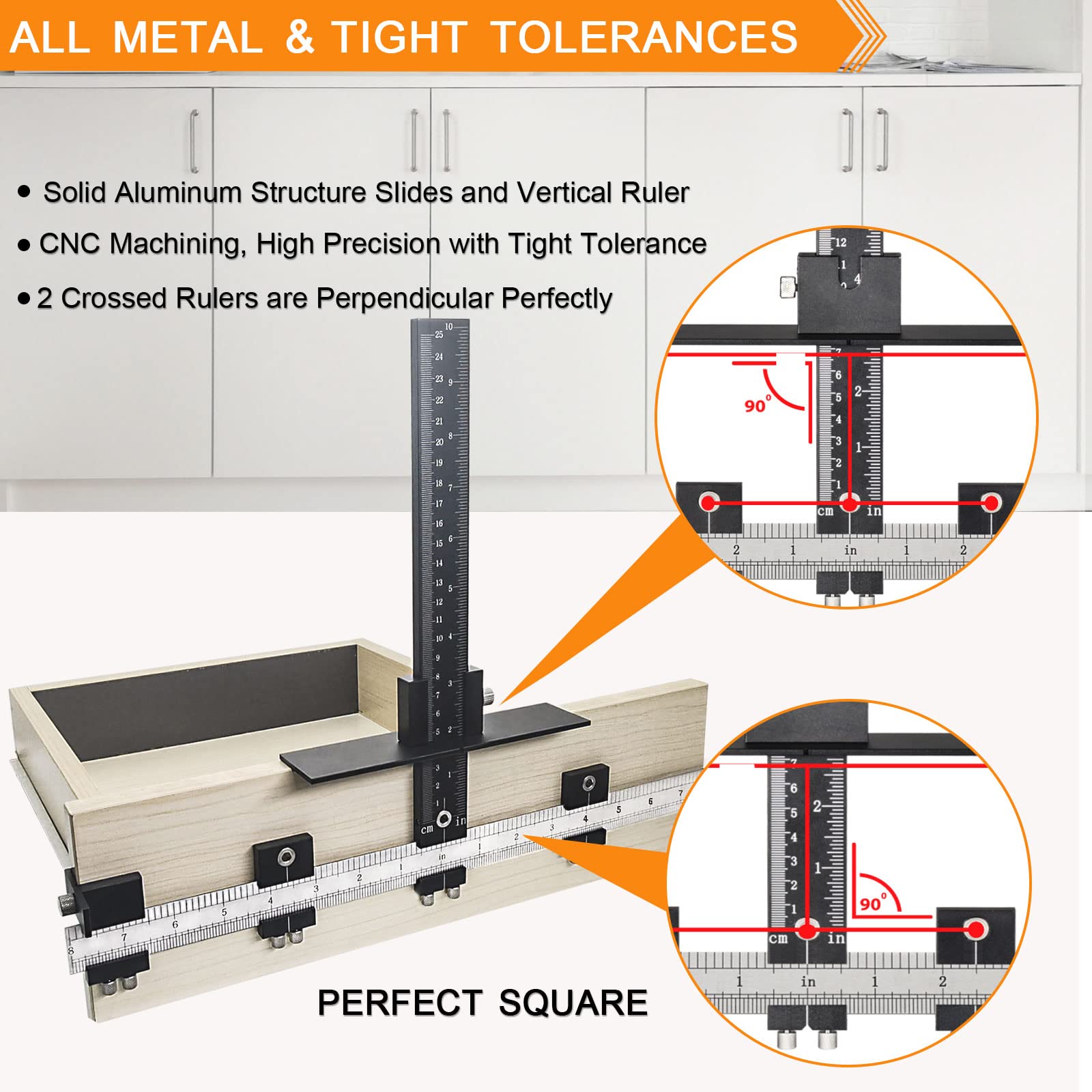 Upgrade Cabinet Pull Template - Adjustable All-Metal Hardware Jig for Door/Drawer Handle & Knob Installation - Includes 5mm & 4mm Drill Bushing Guide - Perfect for DIY Home Improvement & Cabinet Refacing Projects
