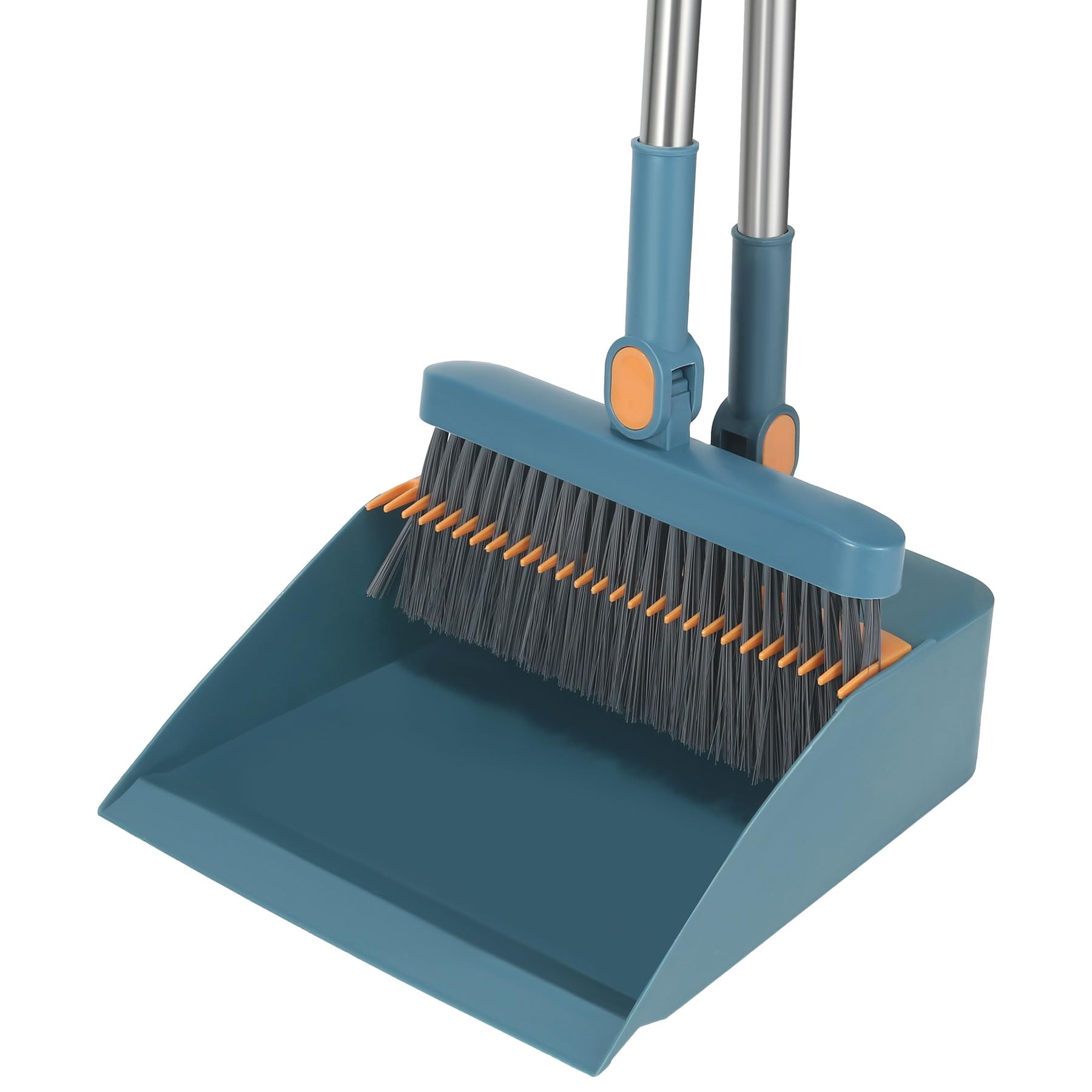 Adjustable Long Handle Broom and Stainless Steel Dustpan Set - Home, Kitchen & Office Floor Cleaning Combo for Indoor Use | Perfect for Hardwood, Tile & Lobby Floors
