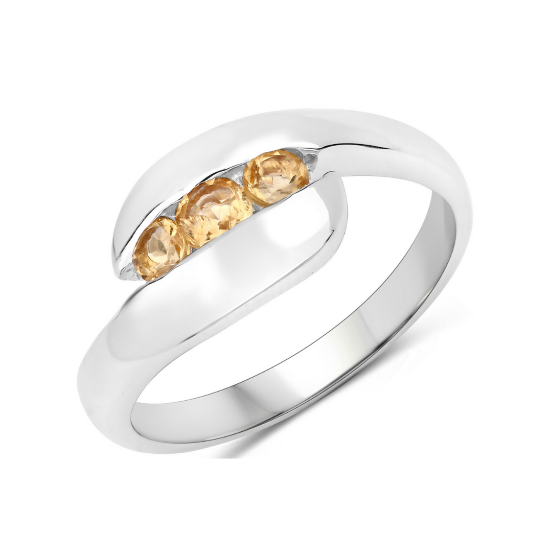 Genuine Citrine Bypass Engagement Ring - 14K Gold Plated Vintage Wedding Band for Women, Natural Gemstone Jewelry Gift for Brides, Anniversaries & Special Occasions