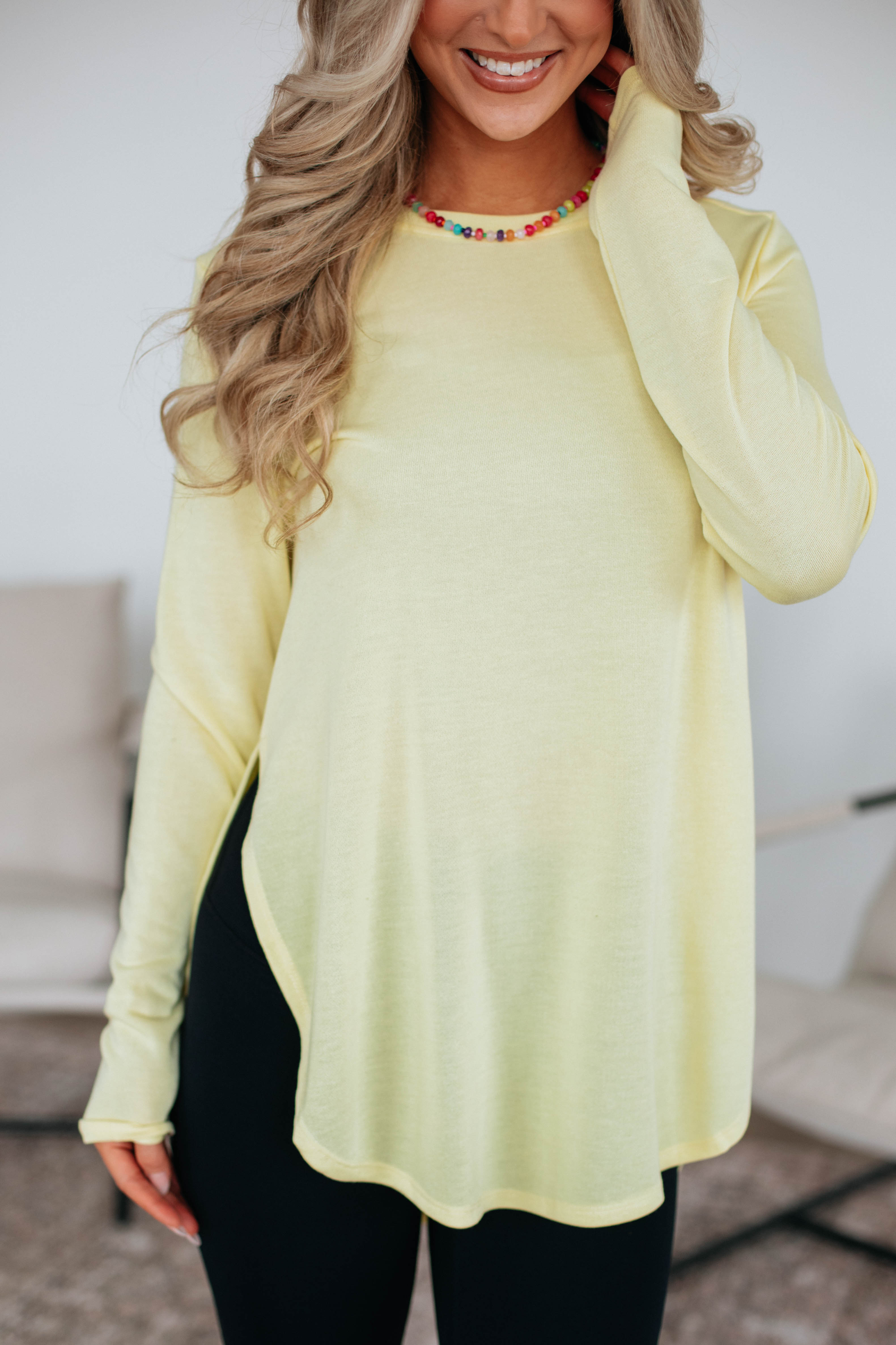 Jardin Women's Long Sleeve Blouse - Lemon Yellow Casual Shirt for Spring & Fall | Perfect for Office, Date Night & Outdoor Activities