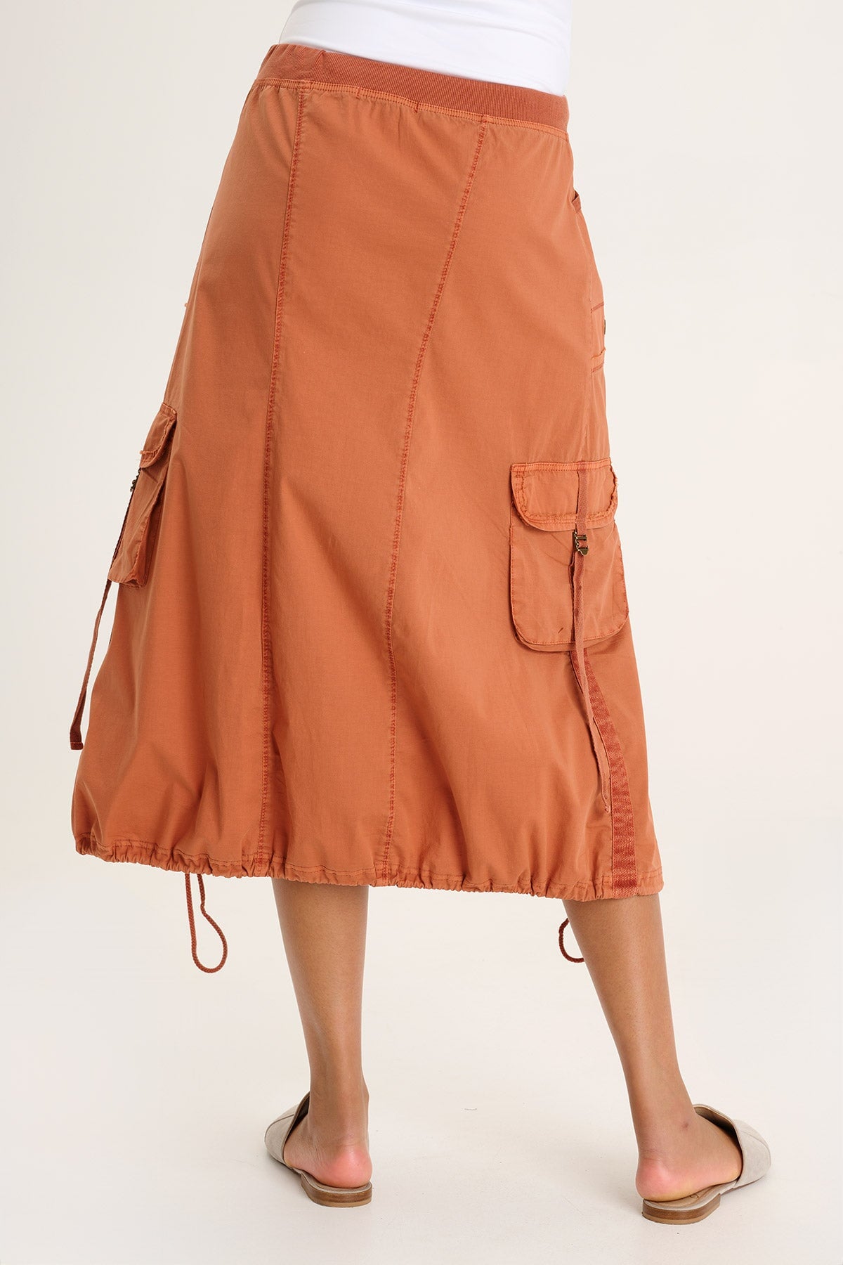 Castalina Women's Poplin Cargo Midi Skirt - Stylish Casual Summer Skirt with Pockets for Outdoor, Travel & Everyday Wear