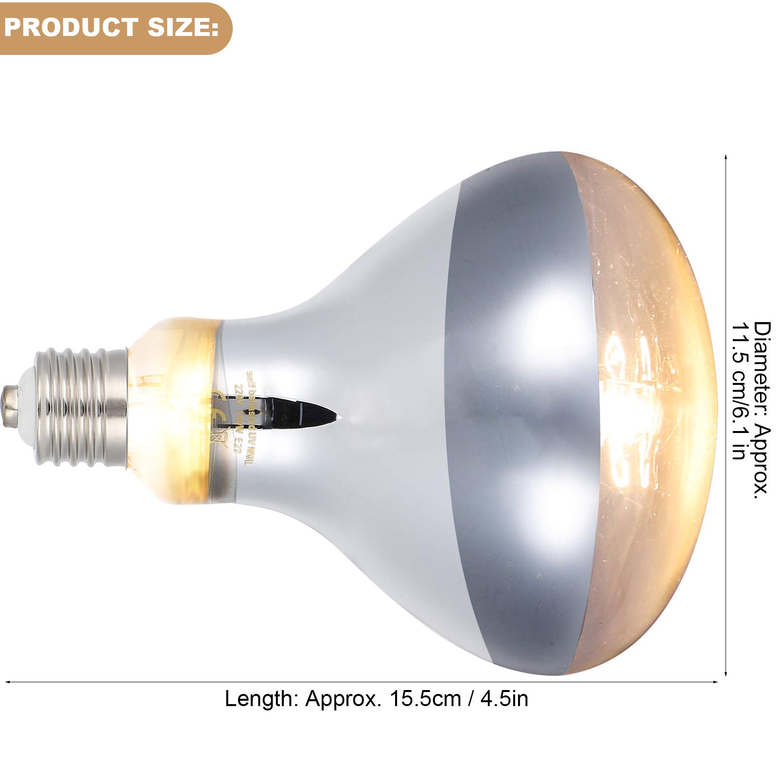 EXCLUZO Reptile Heat Lamp with UVB & UVA - Sun Lamp for Tortoises, Lizards, Amphibians - Provides Warmth & Full Spectrum Lighting for Reptile Terrariums & Habitats