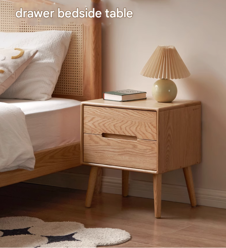 Solid Oak Wood Nightstand - Sturdy Bedside Table for Bedroom, Living Room, or Office - Perfect for Storage and Decor