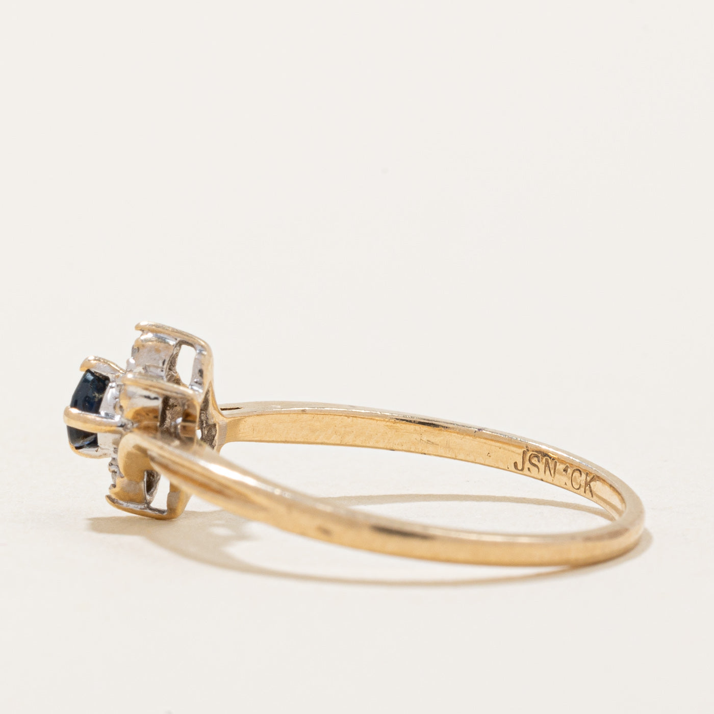 0.10ct Sapphire & Diamond Ring | 0.02ctw | Size 5.25 | 14K White Gold | Elegant Engagement & Wedding Band for Women | Perfect for Proposals, Anniversaries & Special Occasions