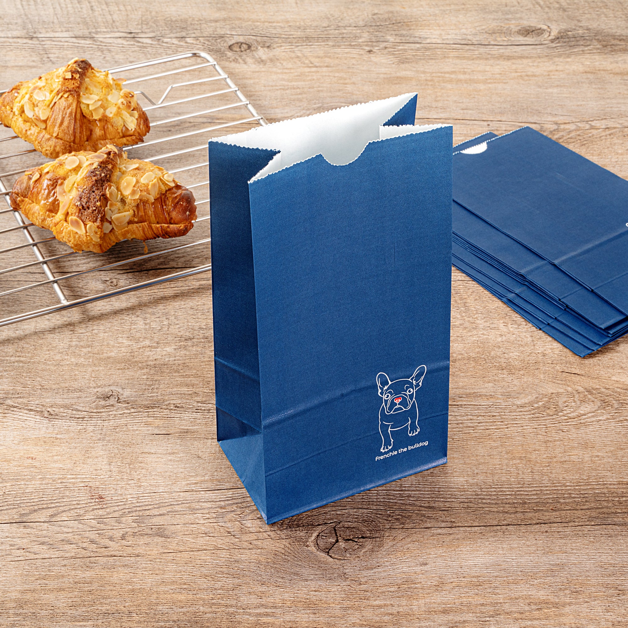 Frenchie Paper Bags 4 lb - 5 x 3.25 x 9.5 Inches - Pack of 100 | Eco-Friendly Kraft Takeout Bags for Bakery, Deli & Restaurant Food Packaging