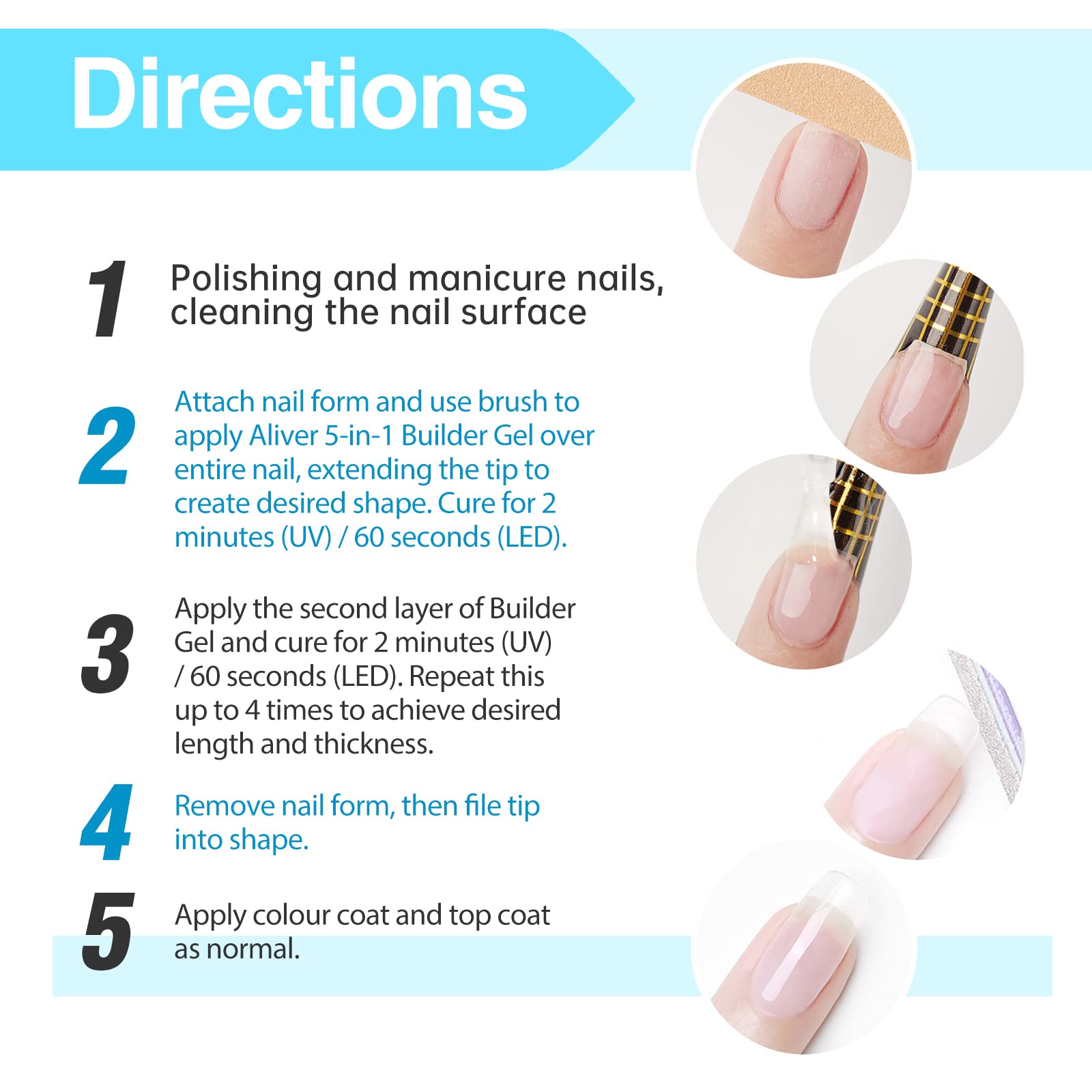 RSGRT 5-in-1 Builder Gel for Nails - Clear & Pink UV/LED Nail Strengthener for Professional Manicures | Nail Art Decoration & False Nail Extension Gel | Perfect for Salon, Home DIY & Special Occasion Nail Designs