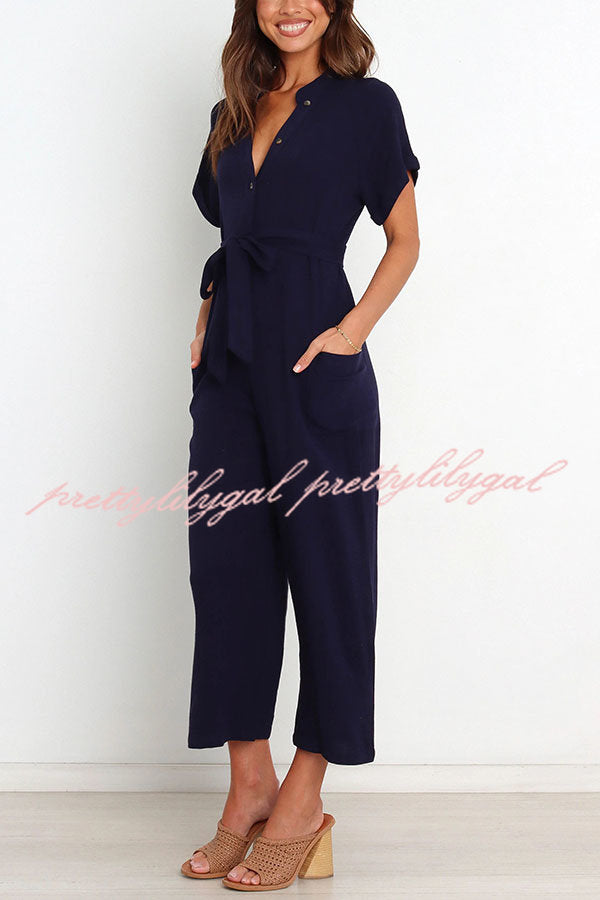 Stylish Women's Pocketed Button-Up Straight Leg Jumpsuit | Casual & Office Wear | Perfect for Work, Travel & Everyday Outfits