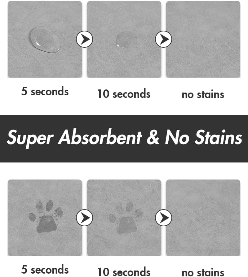 **Premium Absorbent Dog Food Mat - Quick Dry Non-Slip Pet Feeding Mat for Food & Water Bowls - Stain-Resistant Dog Bowl Mat for Messy Eaters & Drinkers - Perfect for Kitchen, Crate, or Outdoor Use**