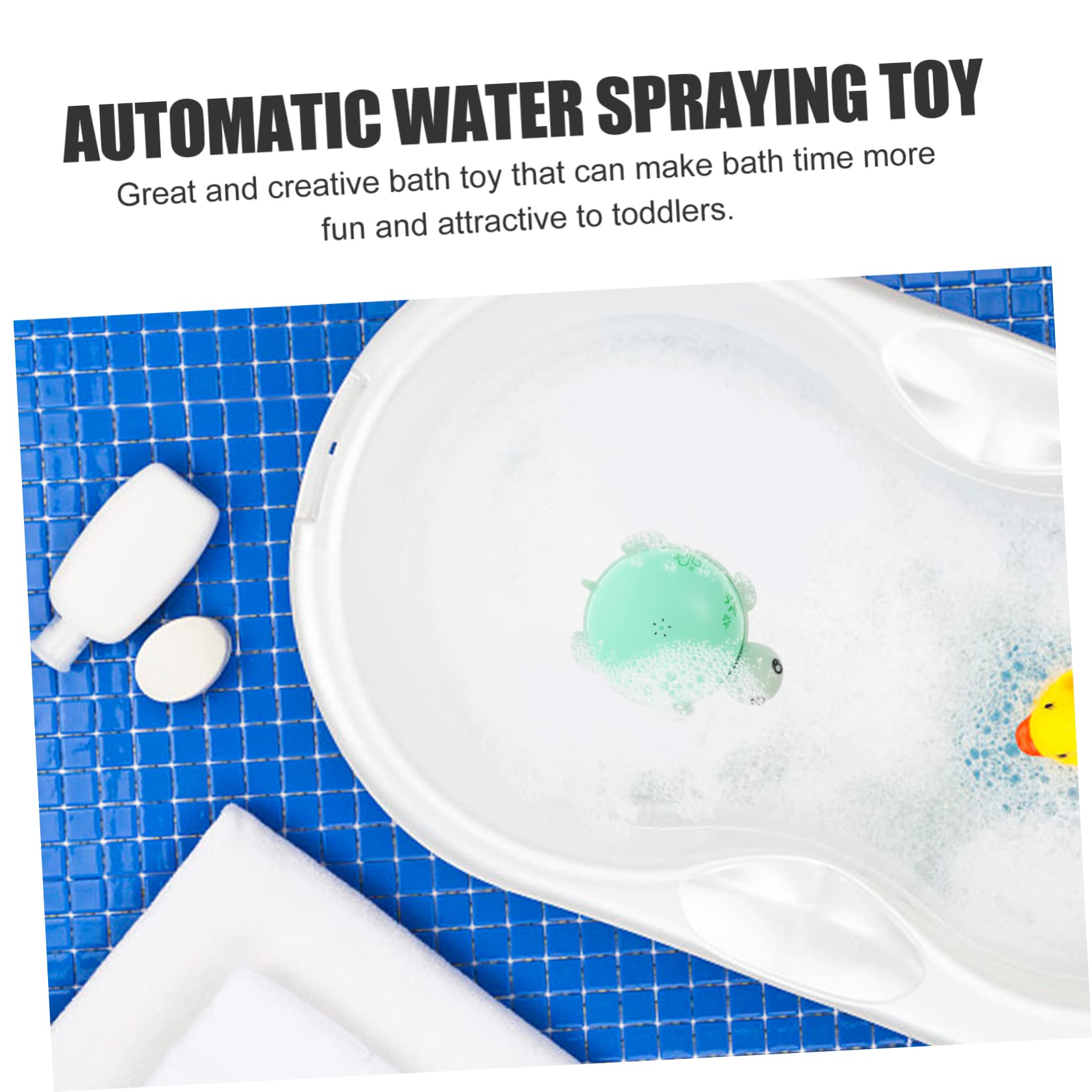Vaguelly 4pcs Glowing Water Spray Turtle Bath Toys - Fun ABS Plastic Green Turtle Toys for Kids Bath Time, Pool Party & Outdoor Water Play