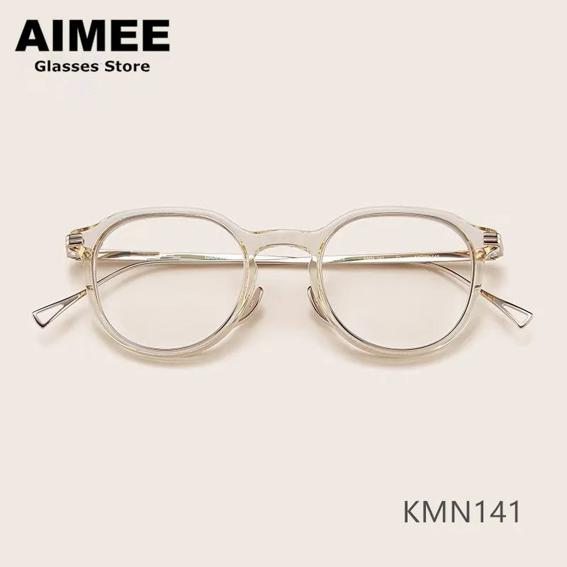 Stylish Unisex Oval & Round Titanium Acetate Eyeglasses Frame - Lightweight Durable Glasses for Men & Women - Perfect for Reading, Work, and Everyday Fashion