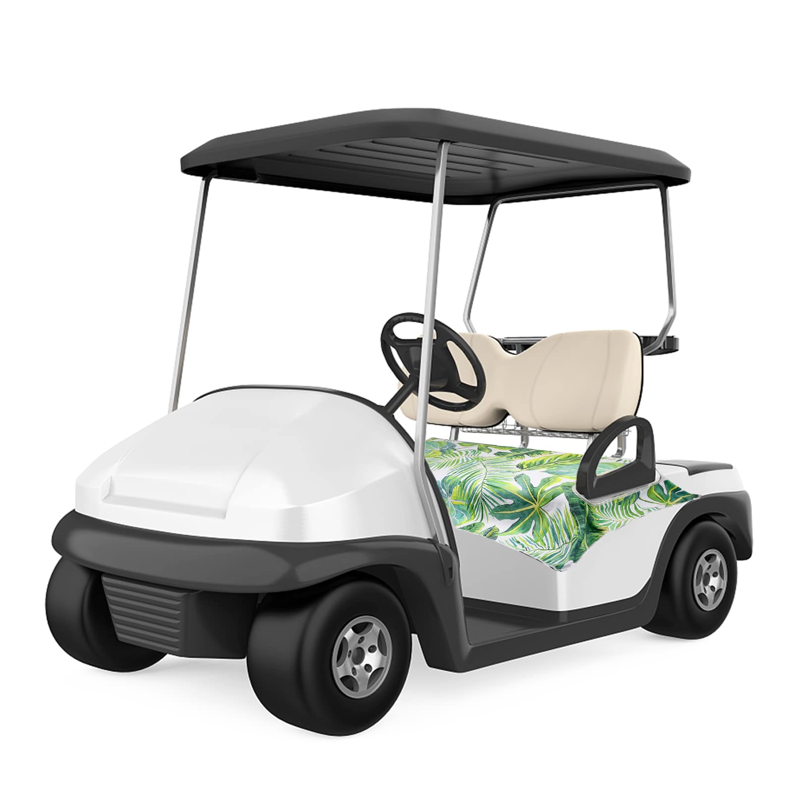 Premium EZGO Golf Cart Seat Covers - Tropical Leaf Design | 2-Person Seat Protector for Club Car & EZGO Carts | UV-Resistant Summer Towel Blanket | Perfect for Golf Courses, Resorts & Outdoor Events