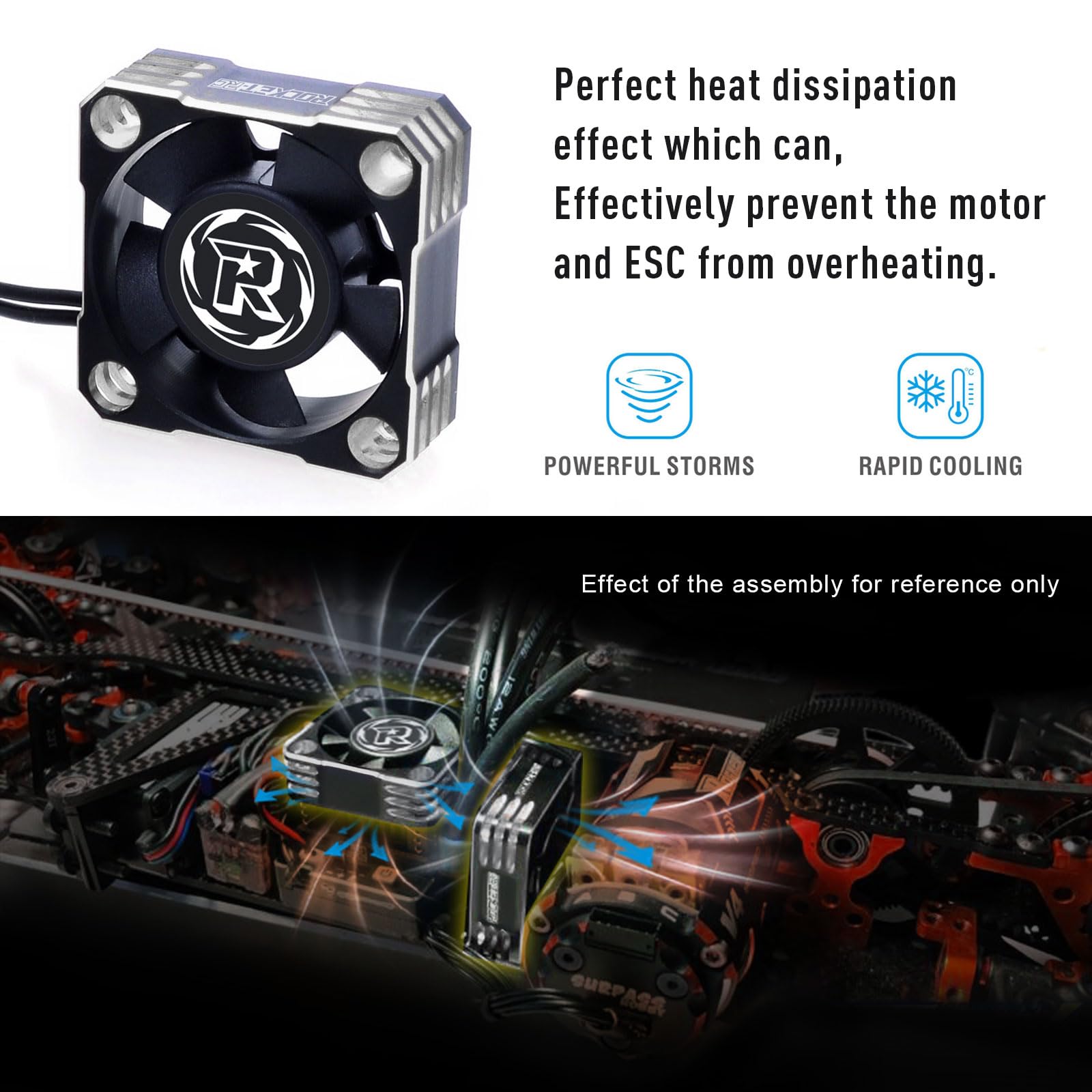 High-Speed 30mm RC Cooling Fan - 28000RPM Aluminum Heatsink for ESC & Motor Cooling | Compatible with 1/8 1/10 1/12 Scale RC Cars & Trucks (Silver) | Perfect for Drift Racing, Off-Road Bashing & High-Performance RC Models
