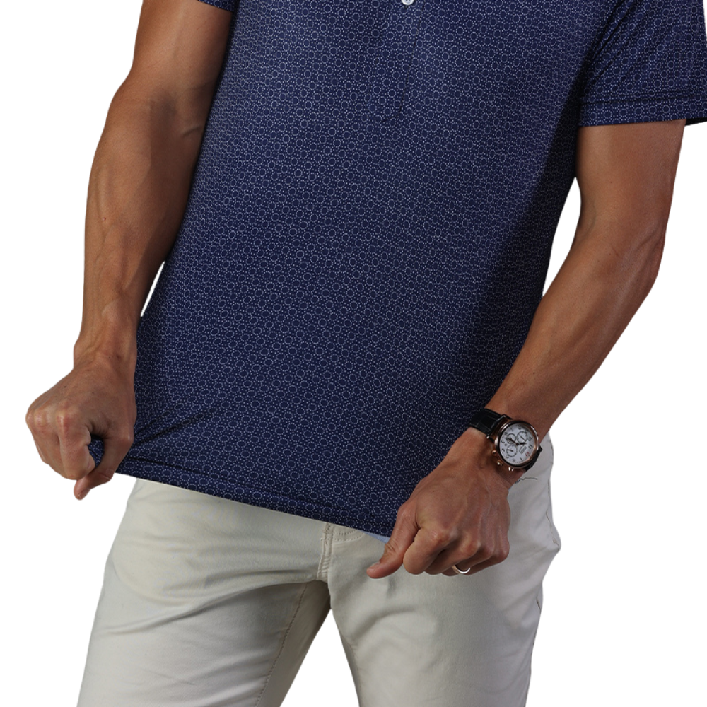 Premium Men's Polo Shirt - Collars & Co Scottsdale Midnight Sphere Semi-Spread Collar - Comfortable & Stylish for Business Casual, Golf & Everyday Wear