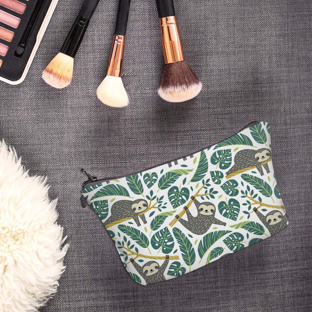 Loomiloo Waterproof Cosmetic Bag for Women - Large Travel Makeup Organizer with Sloth Design, Cute Toiletry Pouch for Gym, Vacation & Daily Essentials (Sloth 51476) | Perfect for Travel, Work & College