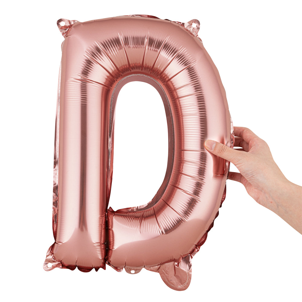 Rose Gold Mylar Letter D Balloon - 16 Inch Large Foil Alphabet Balloon for Birthday Party Decorations, Baby Shower, Wedding & Anniversary Celebrations