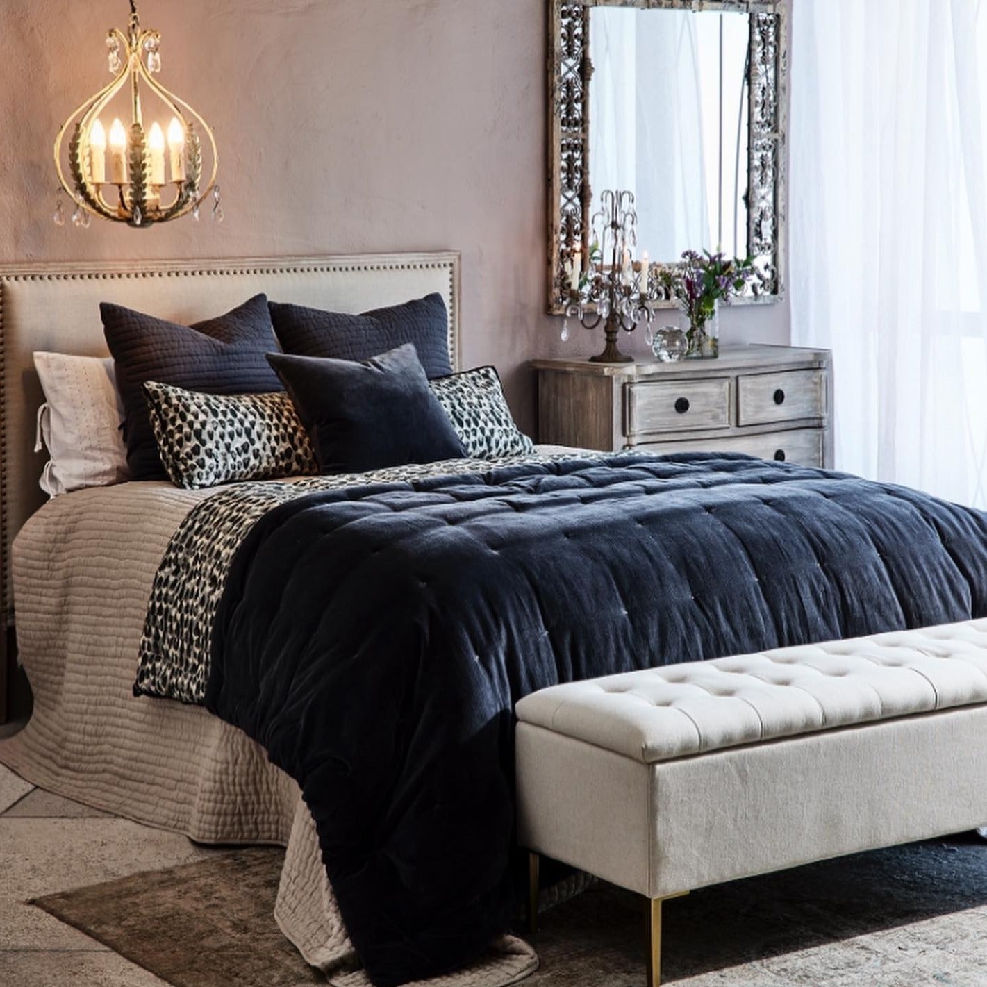 Bambury Oak & Linen Upholstered Headboard - King & Super King Size - Elegant Bedroom Upgrade for Master Suite or Guest Room