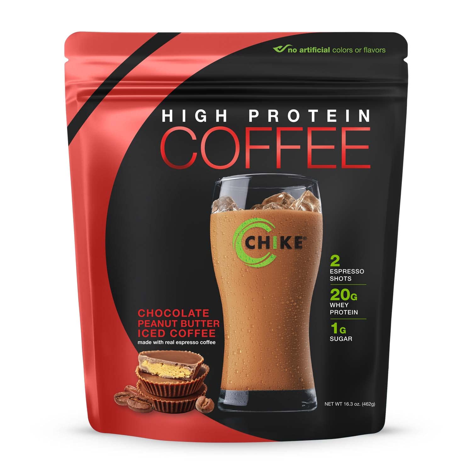 Chike Chocolate Peanut Butter High Protein Iced Coffee - 20g Protein, 2 Shots Espresso, 1g Sugar, Keto & Gluten Free (16.3oz, 14 Servings) | Perfect for Post-Workout Recovery, Morning Energy Boost & Low-Carb Diet