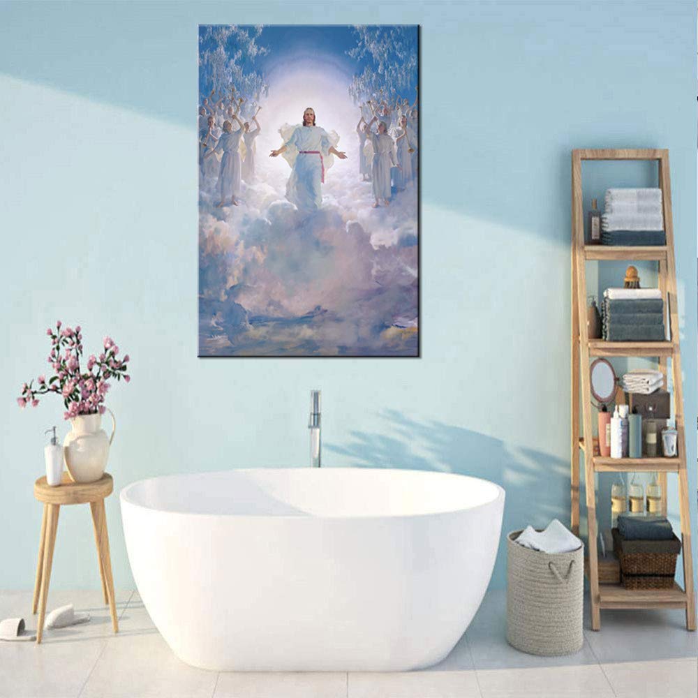Modern Christian Wall Art - Jesus Second Coming Canvas Print - Religious Home Decor for Bedroom & Living Room - Inspirational Jesus Pictures (16''H x 24''W) - Perfect for Prayer Rooms, Church Gifts & Faith-Based Interior Design