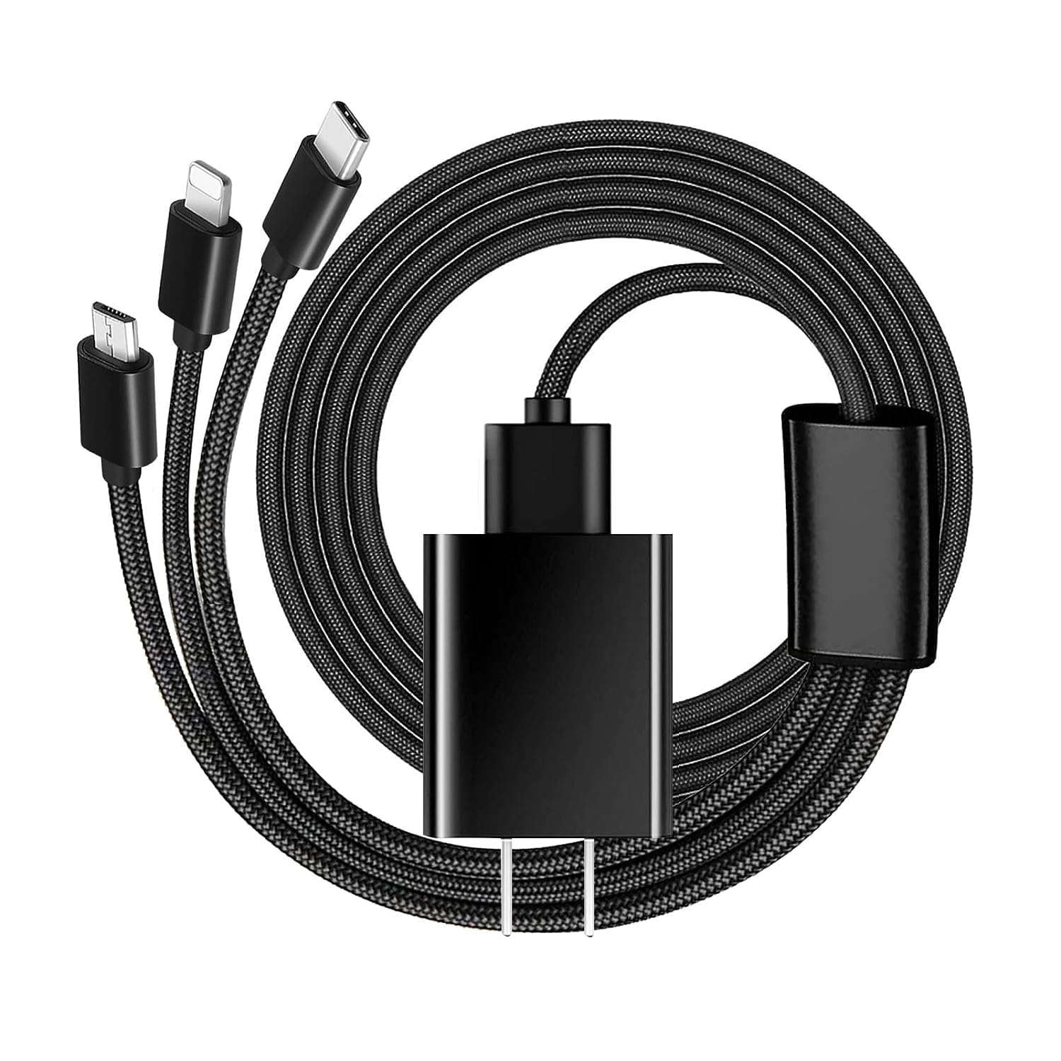 3-in-1 Wall Charger with Type C & Micro USB Cable - Compatible with Apple TV 4K Remote (3rd Gen), Siri Remote (3rd Gen), TV 4th Gen & More - Fast Charging Power Adapter (White) - Perfect for Home Entertainment Systems & Smart TV Setups