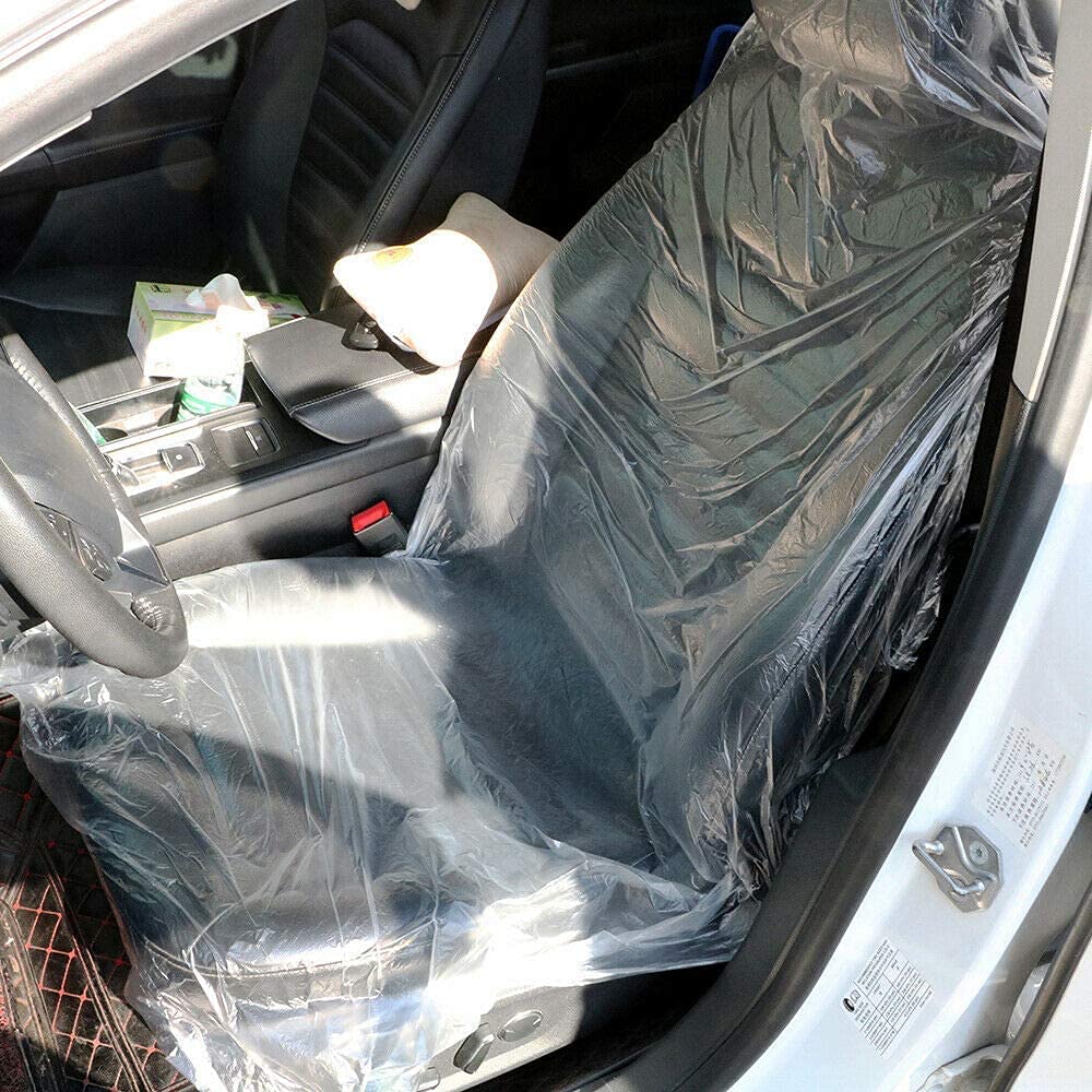 100 Pack Disposable Plastic Seat Covers - Universal Fit for Car, Airplane, Salon, Restaurant & Bus Seats - Hygienic Protection for Travel, Dining & Public Transportation (100 Count)
