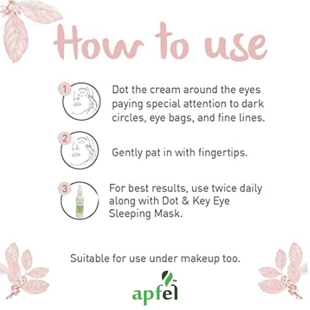 Apfel Under Eye Cream (100g) for Dark Circles, Puffiness & Fine Lines - Vitamin E & Niacinamide Enriched | 94% User Satisfaction | Suitable for Women & Men | Perfect for Night Routine & Travel Skincare