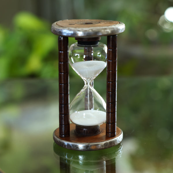 5 Minute Antique Wood Tea Break Timer - Perfect for Tea Ceremonies, Meditation & Productivity Boosting - Vintage Style Sand Timer for Office, Kitchen & Relaxation