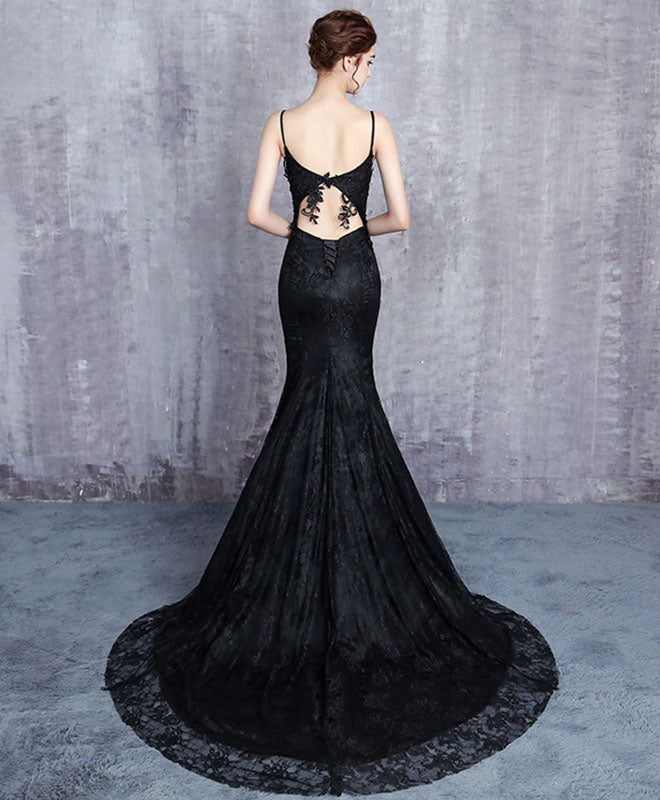 Elegant Black Lace Mermaid Prom Dress - Long Formal Evening Gown for Homecoming, Wedding & Special Occasions