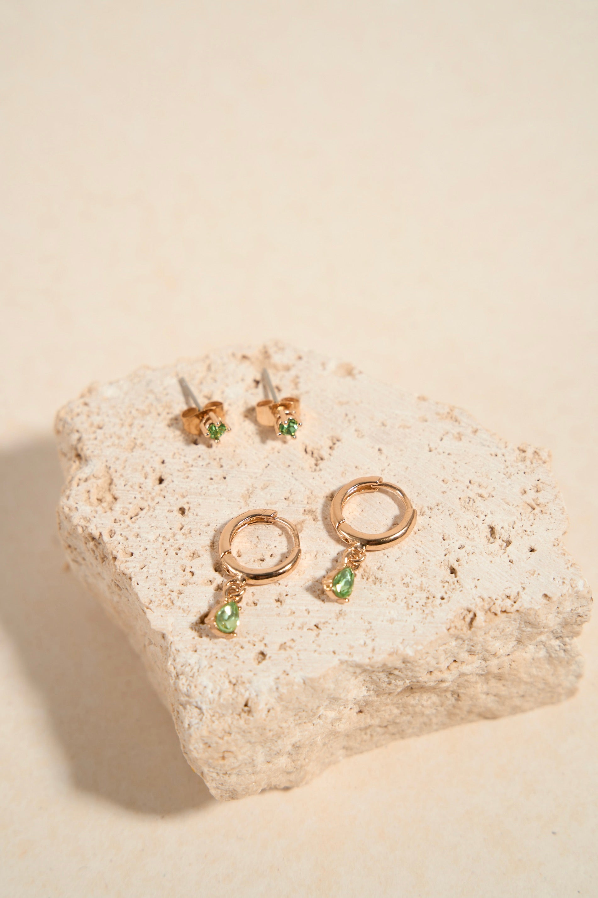 Emerald Huggie Stud Earrings for Women - 14K Gold Plated Small Hoop Earrings for Everyday Wear | Perfect for Gifts, Parties & Casual Outfits